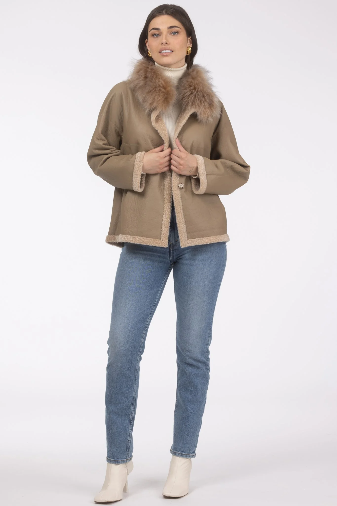 Reversible New Zealand Shearling Lamb Jacket With Select Mongolian Lamb Collar - Image 13