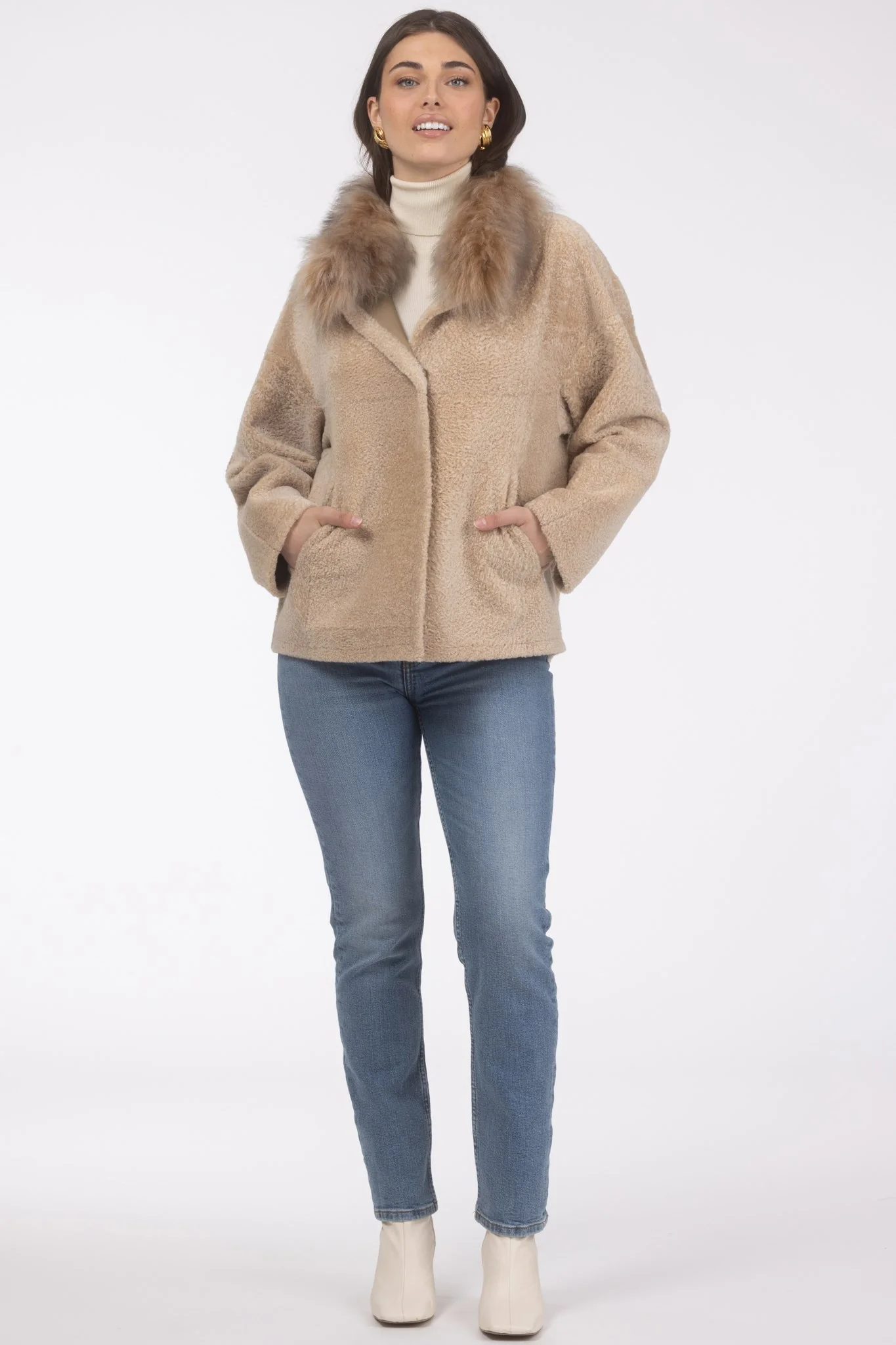 Reversible New Zealand Shearling Lamb Jacket With Select Mongolian Lamb Collar - Image 14