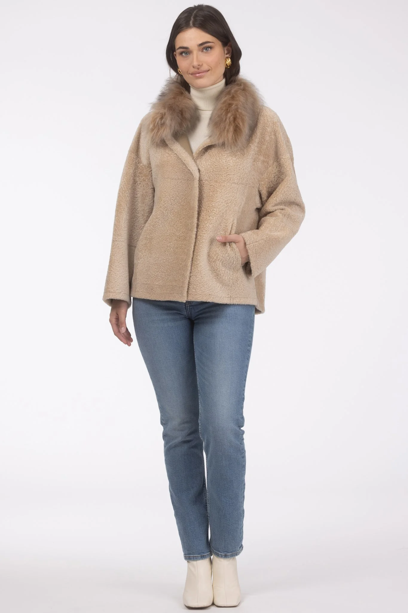 Reversible New Zealand Shearling Lamb Jacket With Select Mongolian Lamb Collar - Image 16
