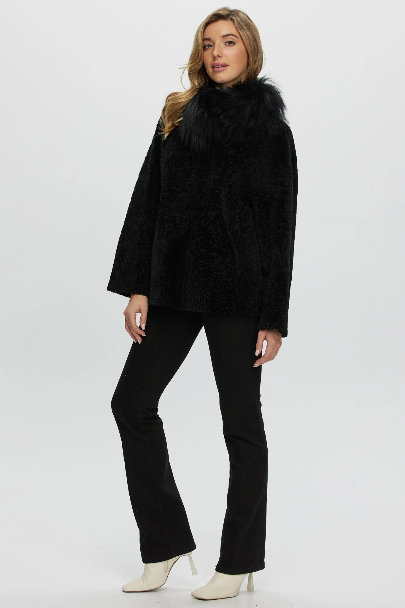 Reversible New Zealand Shearling Lamb Jacket With Select Mongolian Lamb Collar - Image 22