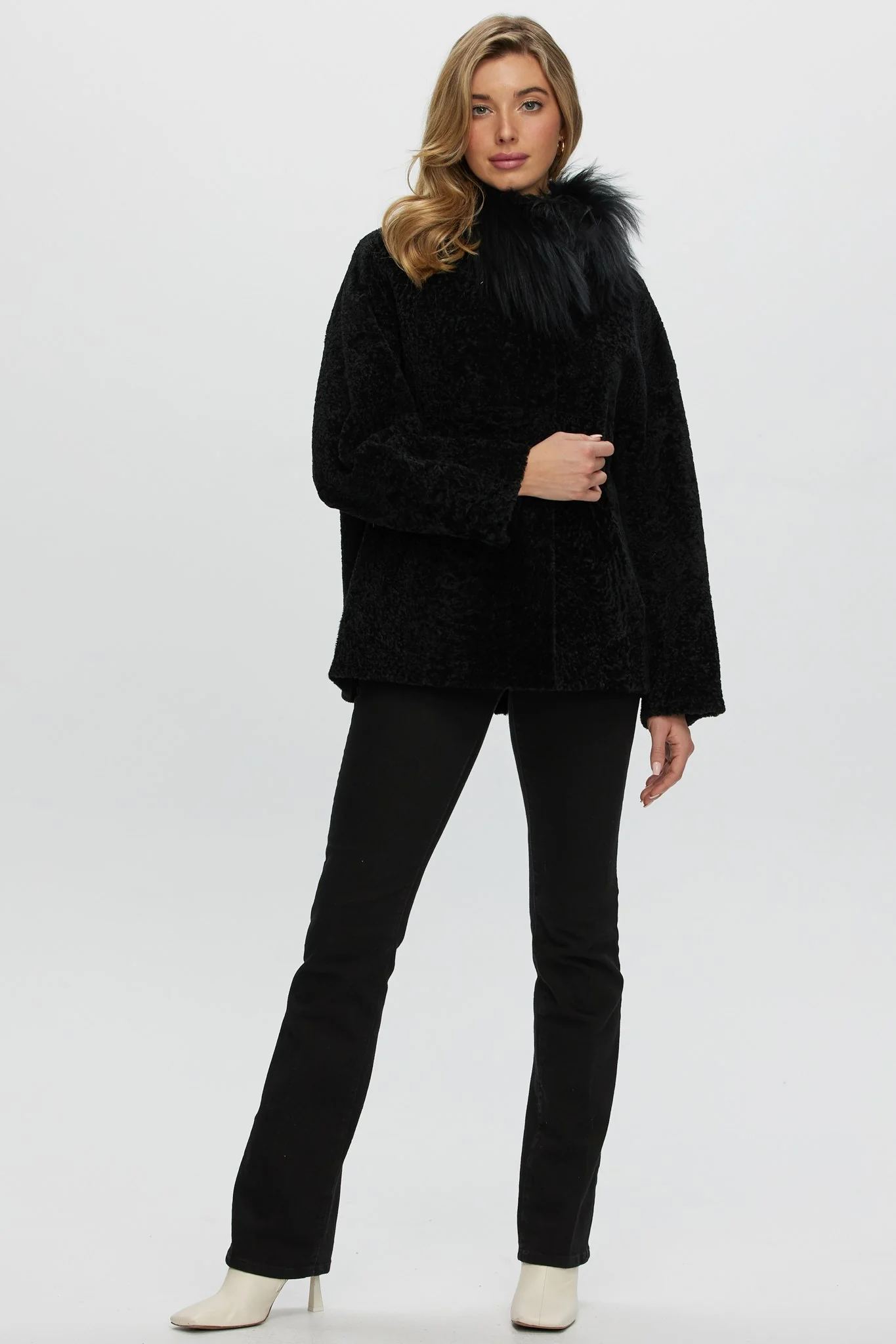 Reversible New Zealand Shearling Lamb Jacket With Select Mongolian Lamb Collar - Image 24