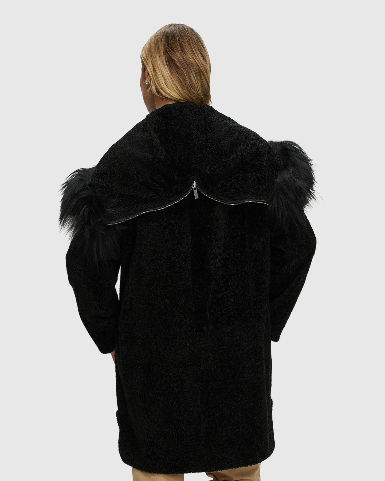 Reversible New Zealand Shearling Lamb Stroller with Select Mongolian Lamb Hood Trim - Image 7