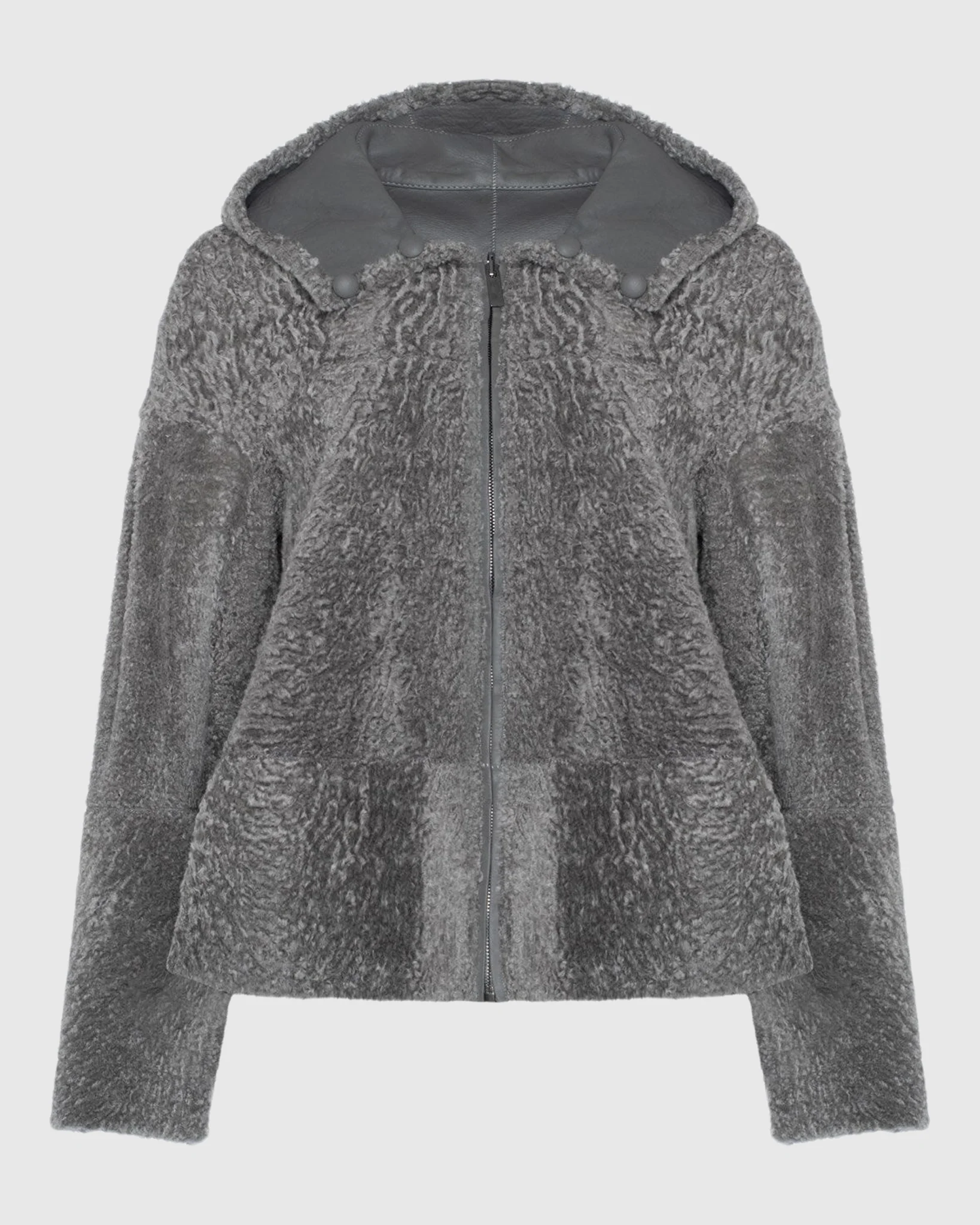 Reversible New Zealand Shearling Lamb Zip Jacket, Hood - Image 26