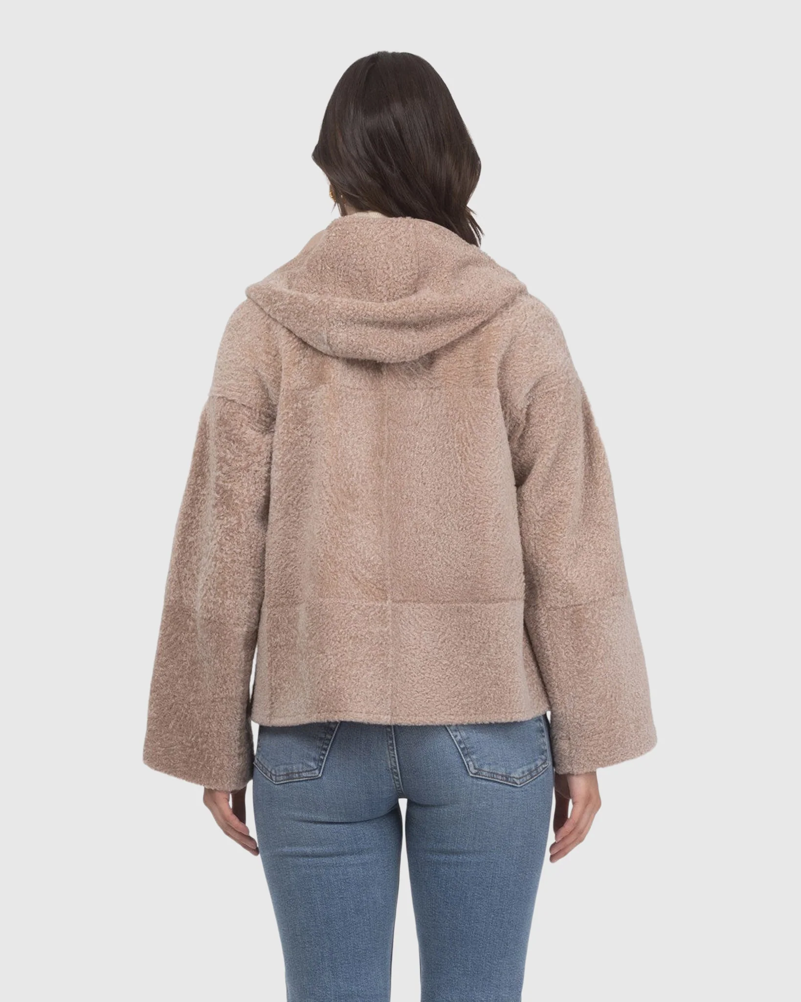 Reversible New Zealand Shearling Lamb Zip Jacket, Hood - Image 7