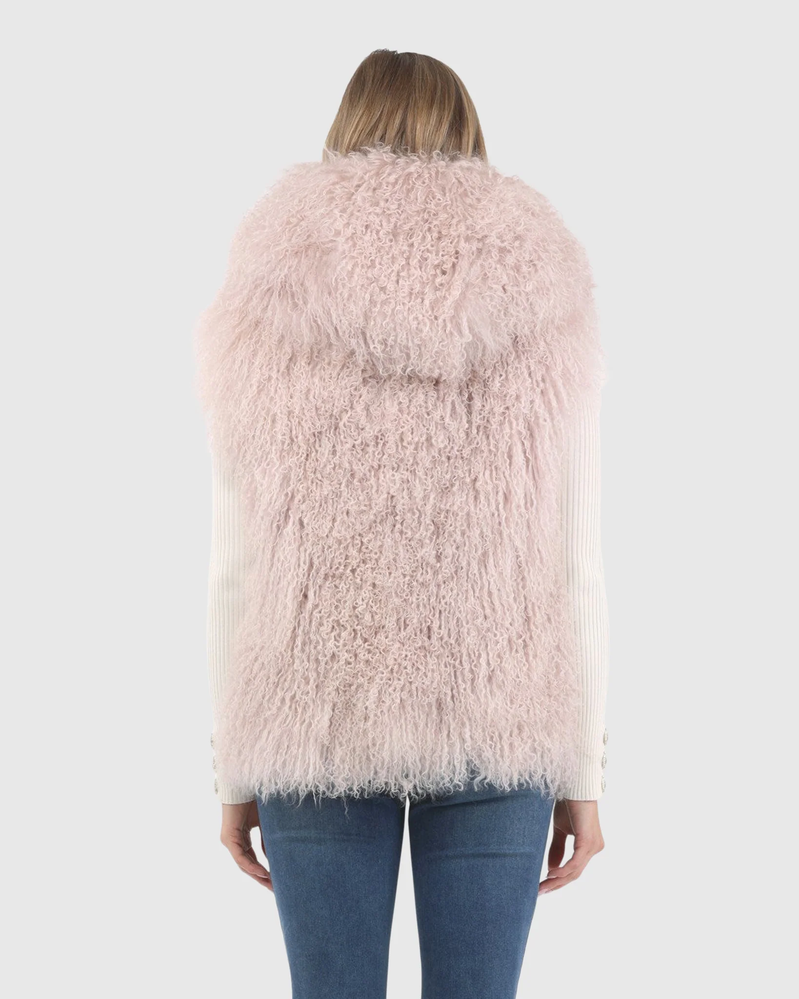 REVERSIBLE SELECT MONGOLIAN SHEARLING LAMB VEST WITH LORO PIANA WOOL AND CASHMERE BLEND BACK - Image 11