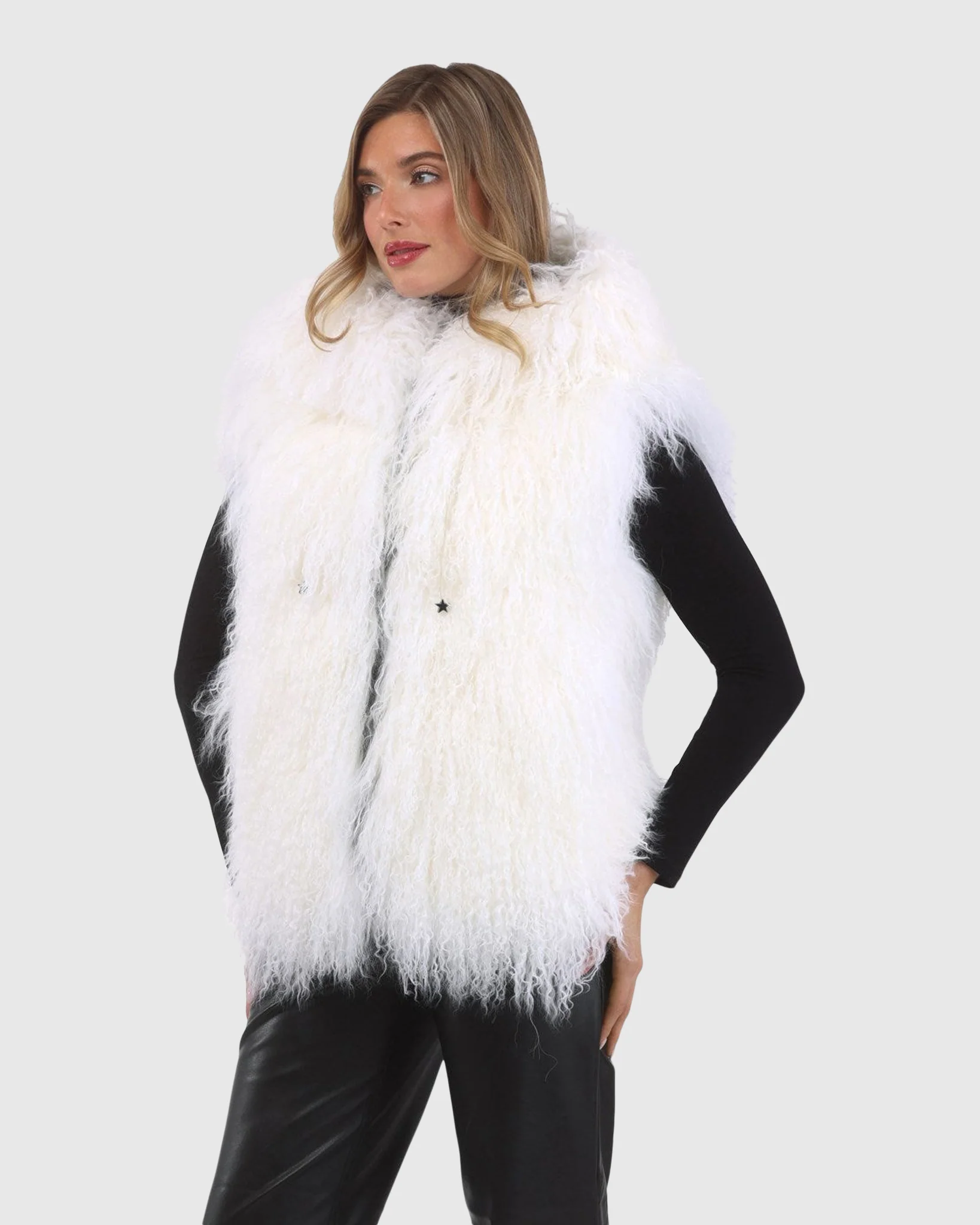 REVERSIBLE SELECT MONGOLIAN SHEARLING LAMB VEST WITH LORO PIANA WOOL AND CASHMERE BLEND BACK - Image 15