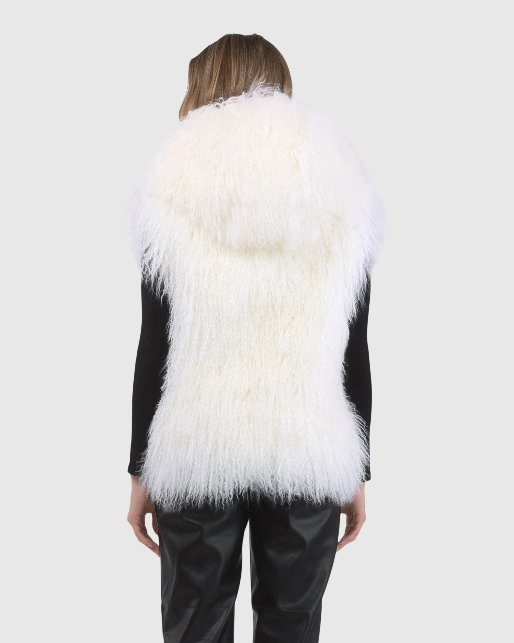 REVERSIBLE SELECT MONGOLIAN SHEARLING LAMB VEST WITH LORO PIANA WOOL AND CASHMERE BLEND BACK - Image 17