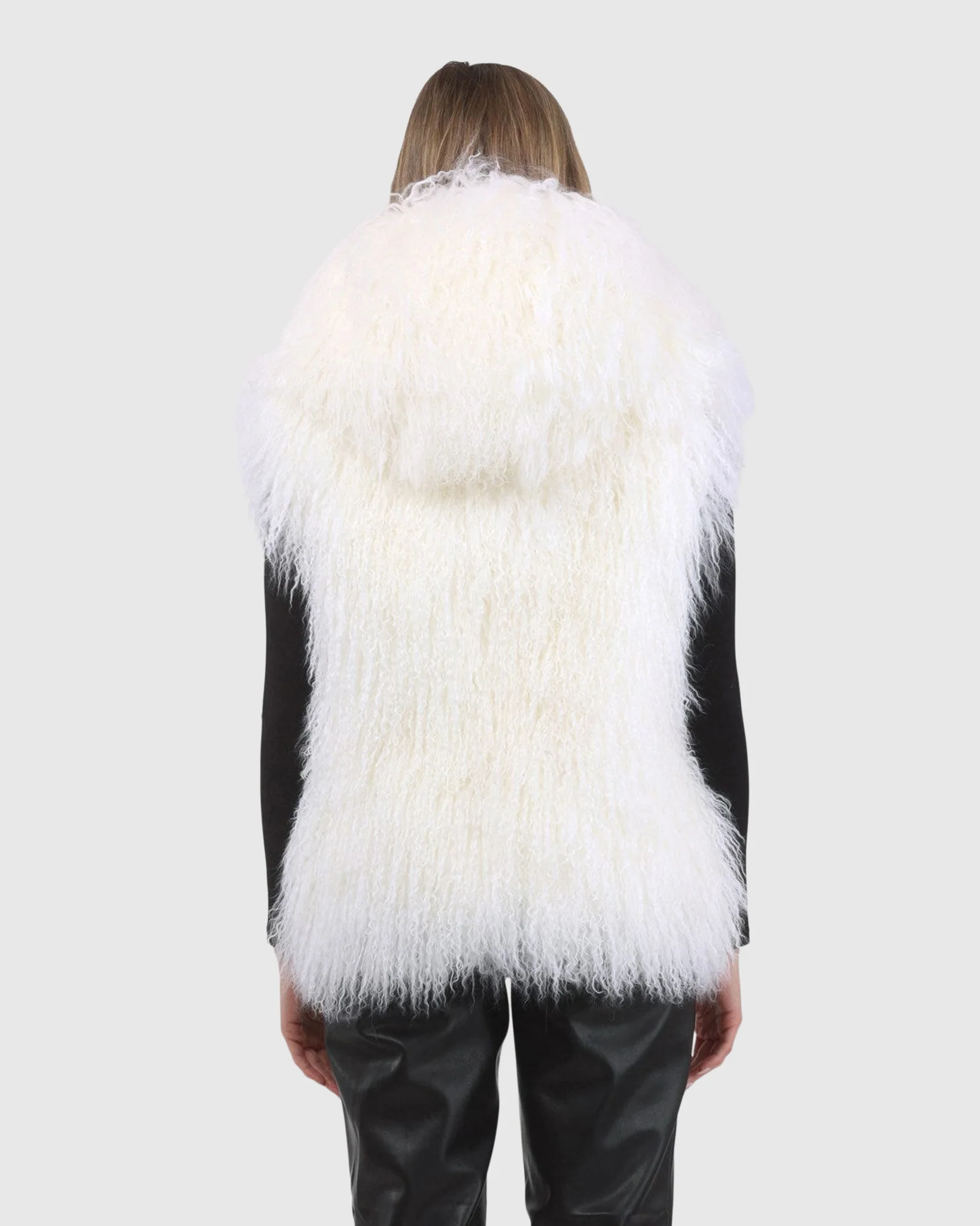 REVERSIBLE SELECT MONGOLIAN SHEARLING LAMB VEST WITH LORO PIANA WOOL AND CASHMERE BLEND BACK - Image 18