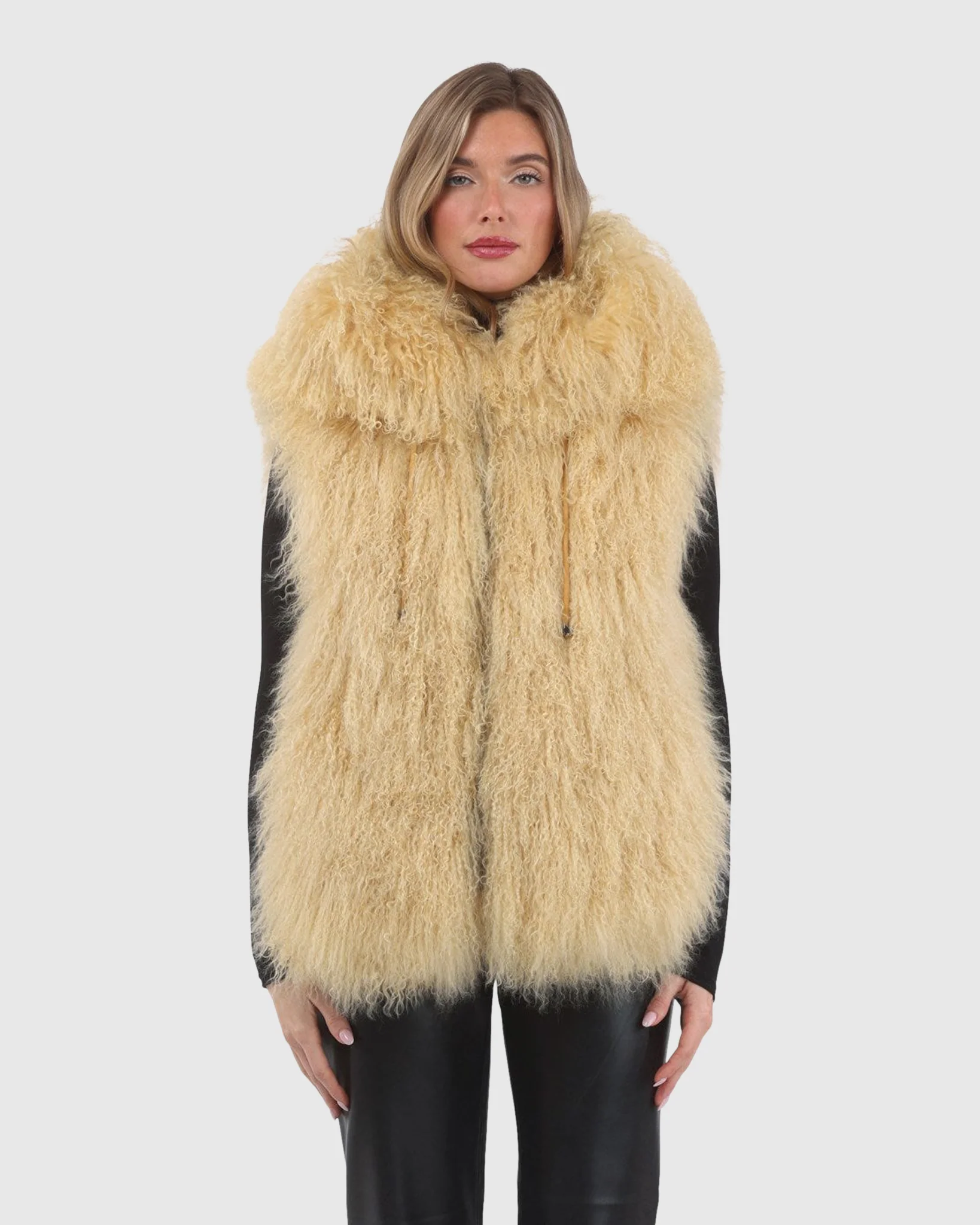 REVERSIBLE SELECT MONGOLIAN SHEARLING LAMB VEST WITH LORO PIANA WOOL AND CASHMERE BLEND BACK - Image 20