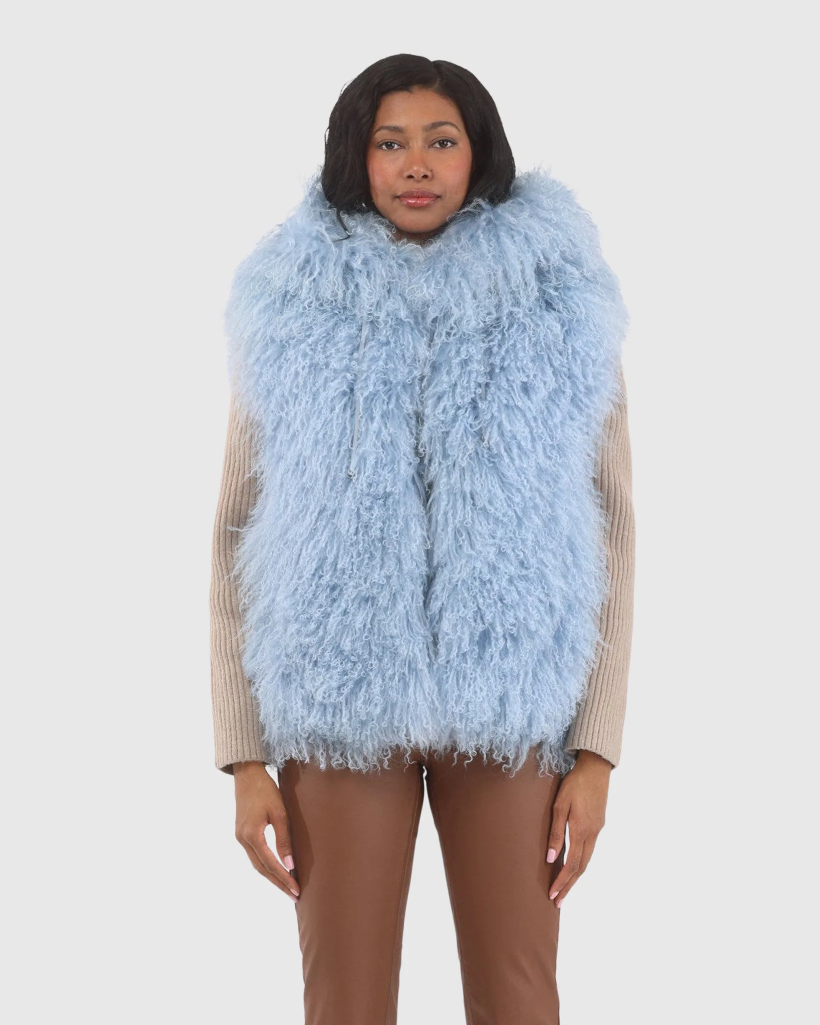 REVERSIBLE SELECT MONGOLIAN SHEARLING LAMB VEST WITH LORO PIANA WOOL AND CASHMERE BLEND BACK - Image 26