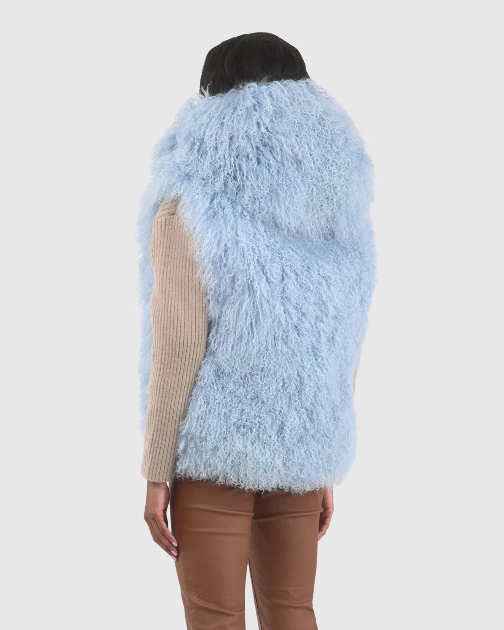 REVERSIBLE SELECT MONGOLIAN SHEARLING LAMB VEST WITH LORO PIANA WOOL AND CASHMERE BLEND BACK - Image 28
