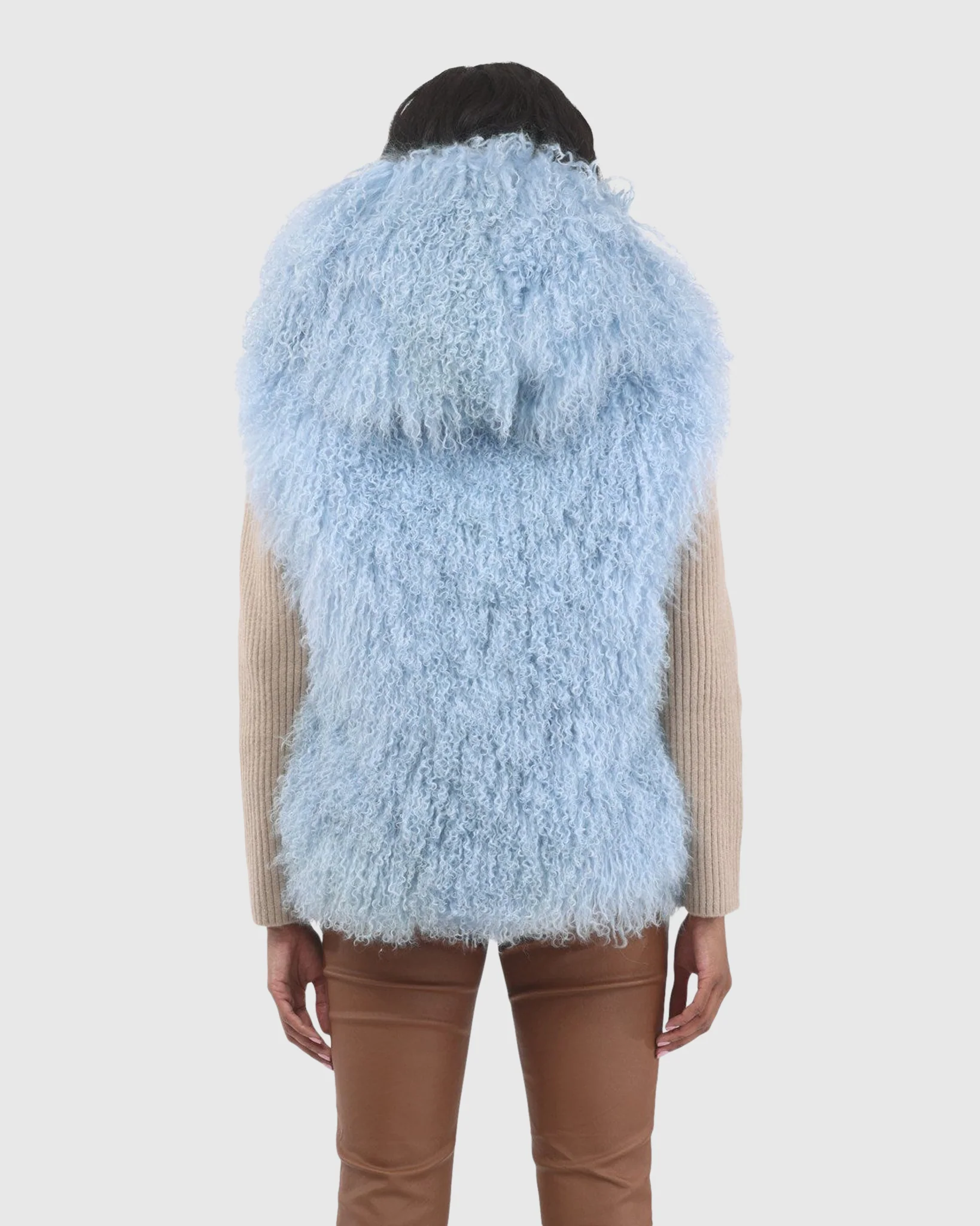 REVERSIBLE SELECT MONGOLIAN SHEARLING LAMB VEST WITH LORO PIANA WOOL AND CASHMERE BLEND BACK - Image 29