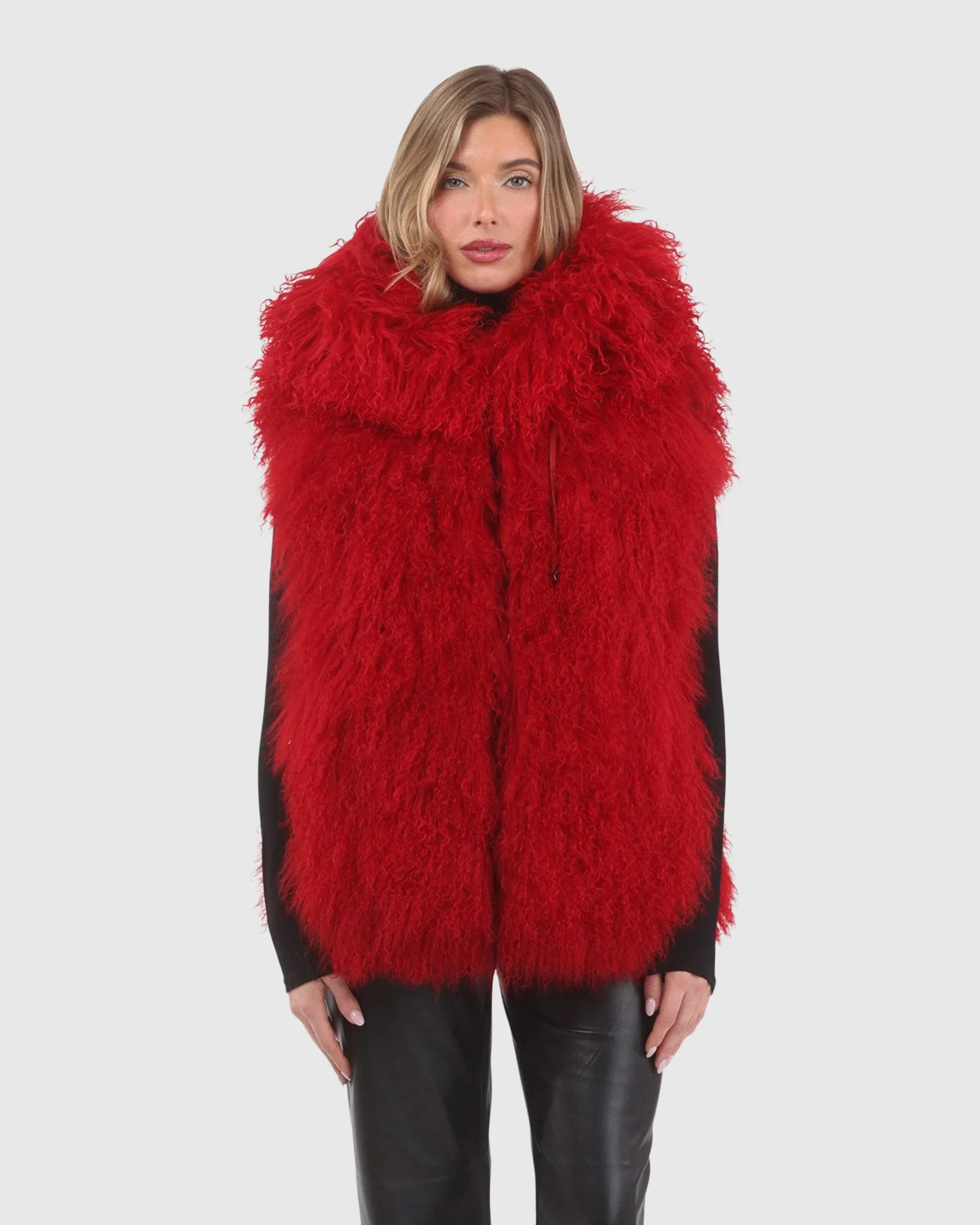 REVERSIBLE SELECT MONGOLIAN SHEARLING LAMB VEST WITH LORO PIANA WOOL AND CASHMERE BLEND BACK - Image 38