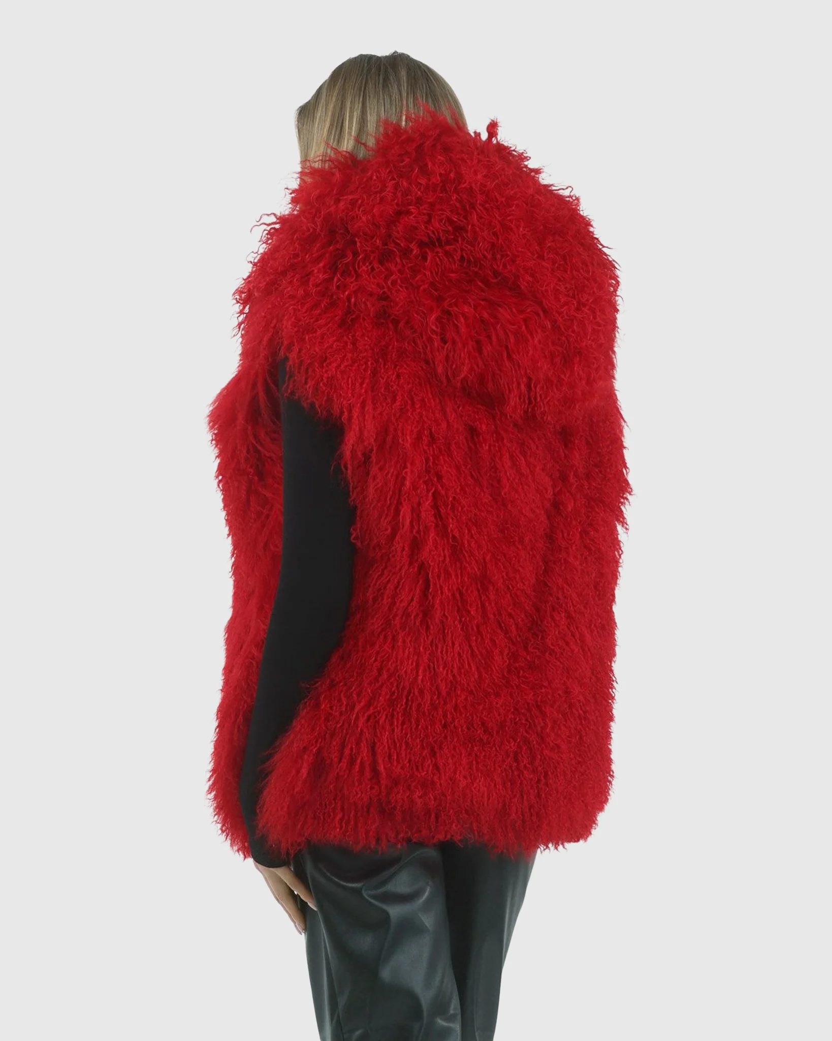 REVERSIBLE SELECT MONGOLIAN SHEARLING LAMB VEST WITH LORO PIANA WOOL AND CASHMERE BLEND BACK - Image 40