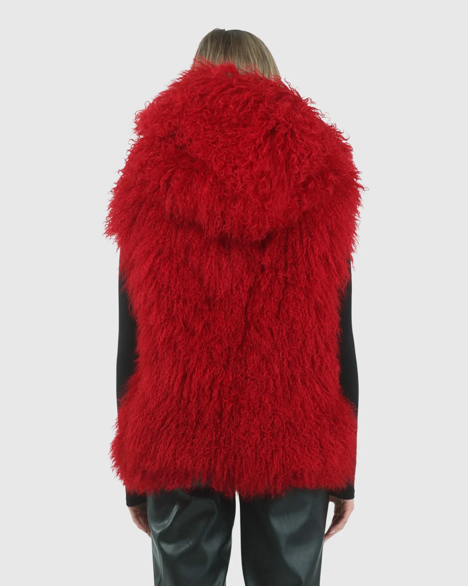 REVERSIBLE SELECT MONGOLIAN SHEARLING LAMB VEST WITH LORO PIANA WOOL AND CASHMERE BLEND BACK - Image 41