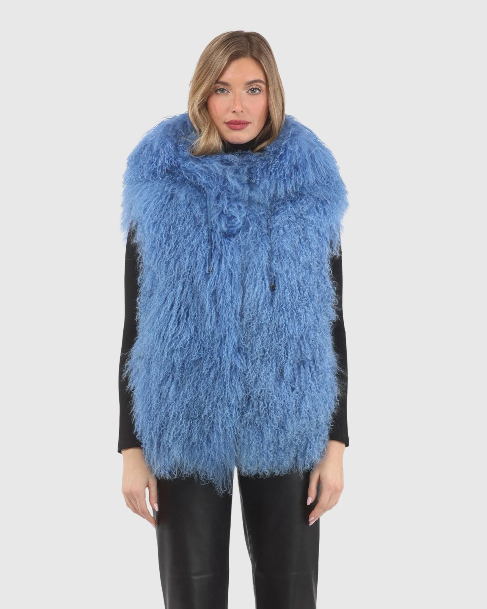 REVERSIBLE SELECT MONGOLIAN SHEARLING LAMB VEST WITH LORO PIANA WOOL AND CASHMERE BLEND BACK - Image 44