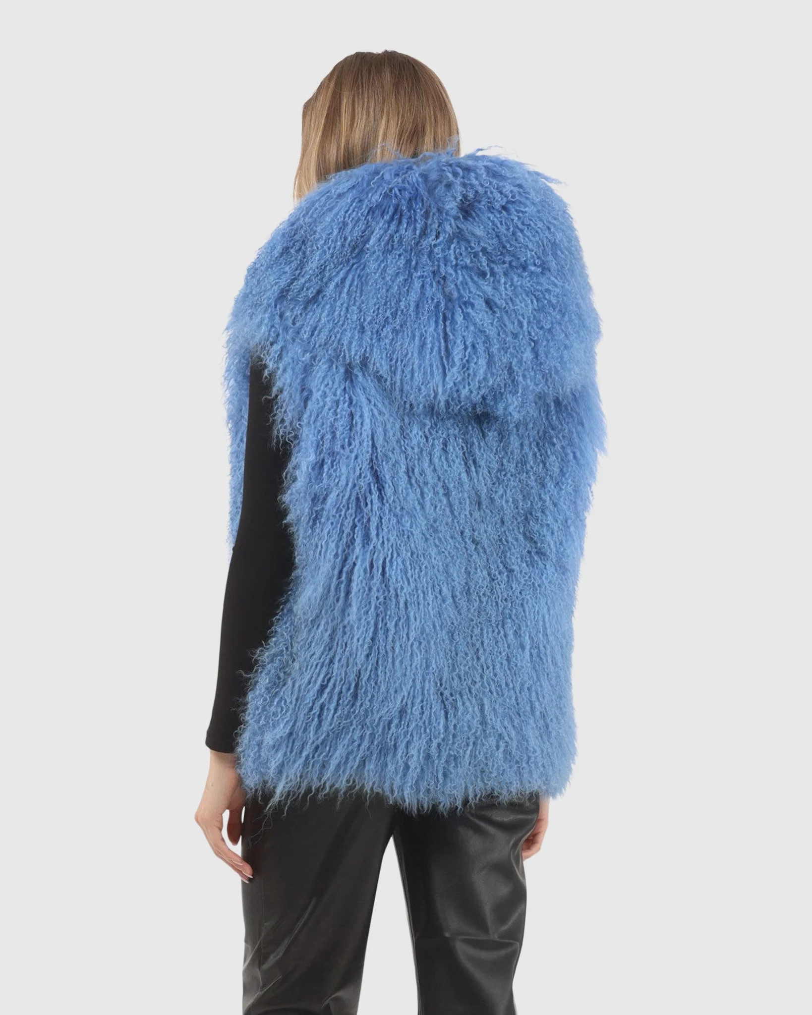 REVERSIBLE SELECT MONGOLIAN SHEARLING LAMB VEST WITH LORO PIANA WOOL AND CASHMERE BLEND BACK - Image 46