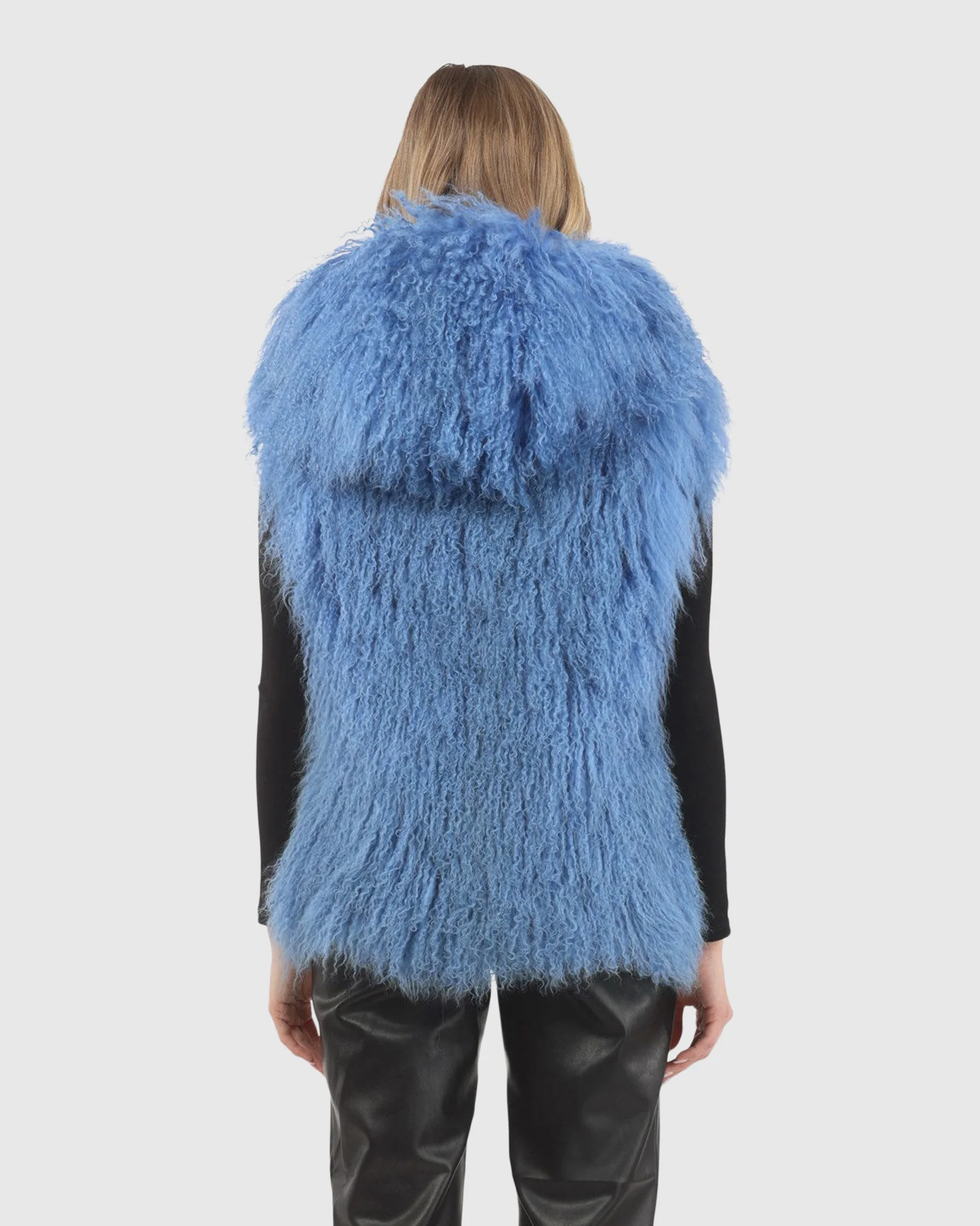 REVERSIBLE SELECT MONGOLIAN SHEARLING LAMB VEST WITH LORO PIANA WOOL AND CASHMERE BLEND BACK - Image 47