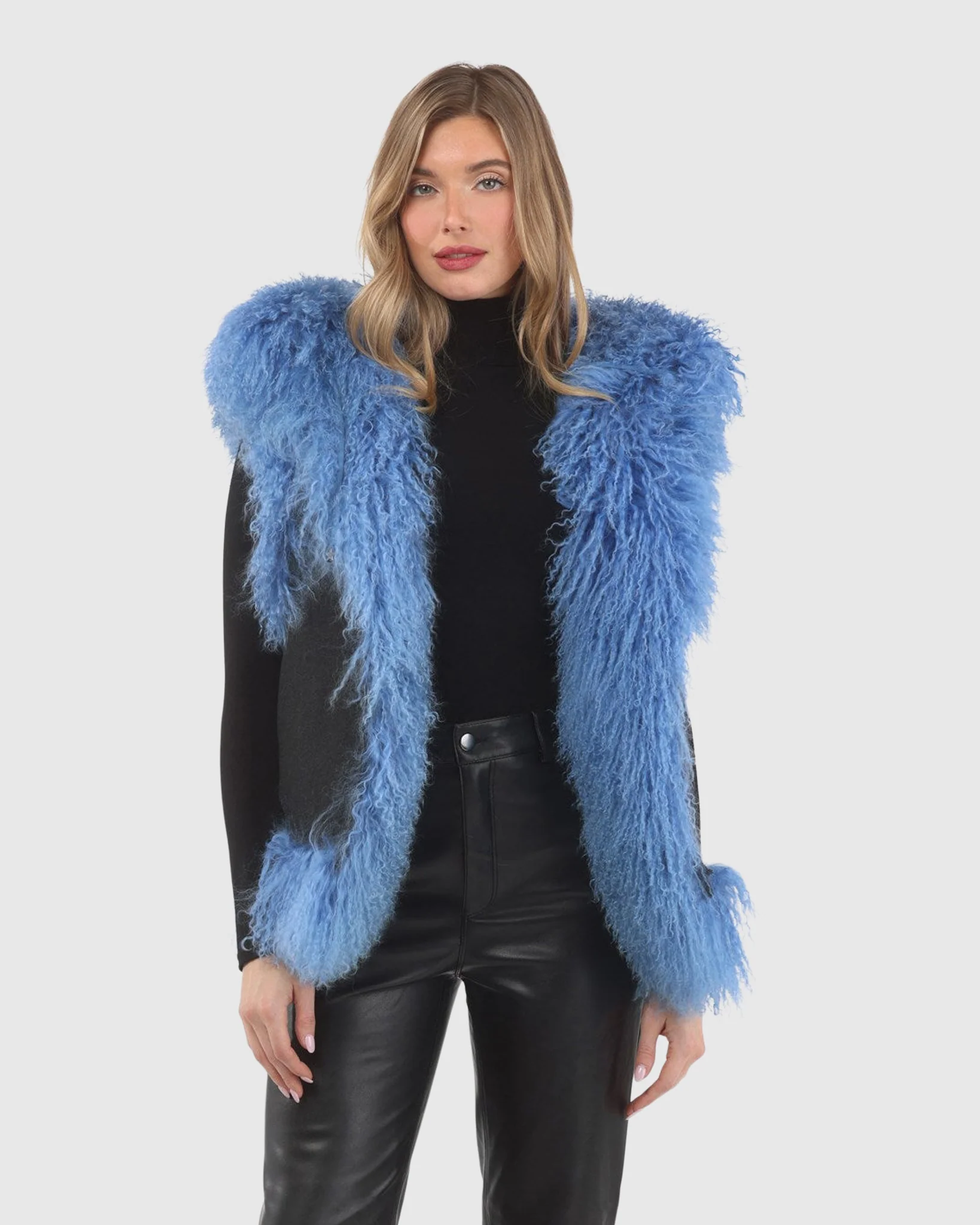 REVERSIBLE SELECT MONGOLIAN SHEARLING LAMB VEST WITH LORO PIANA WOOL AND CASHMERE BLEND BACK - Image 48