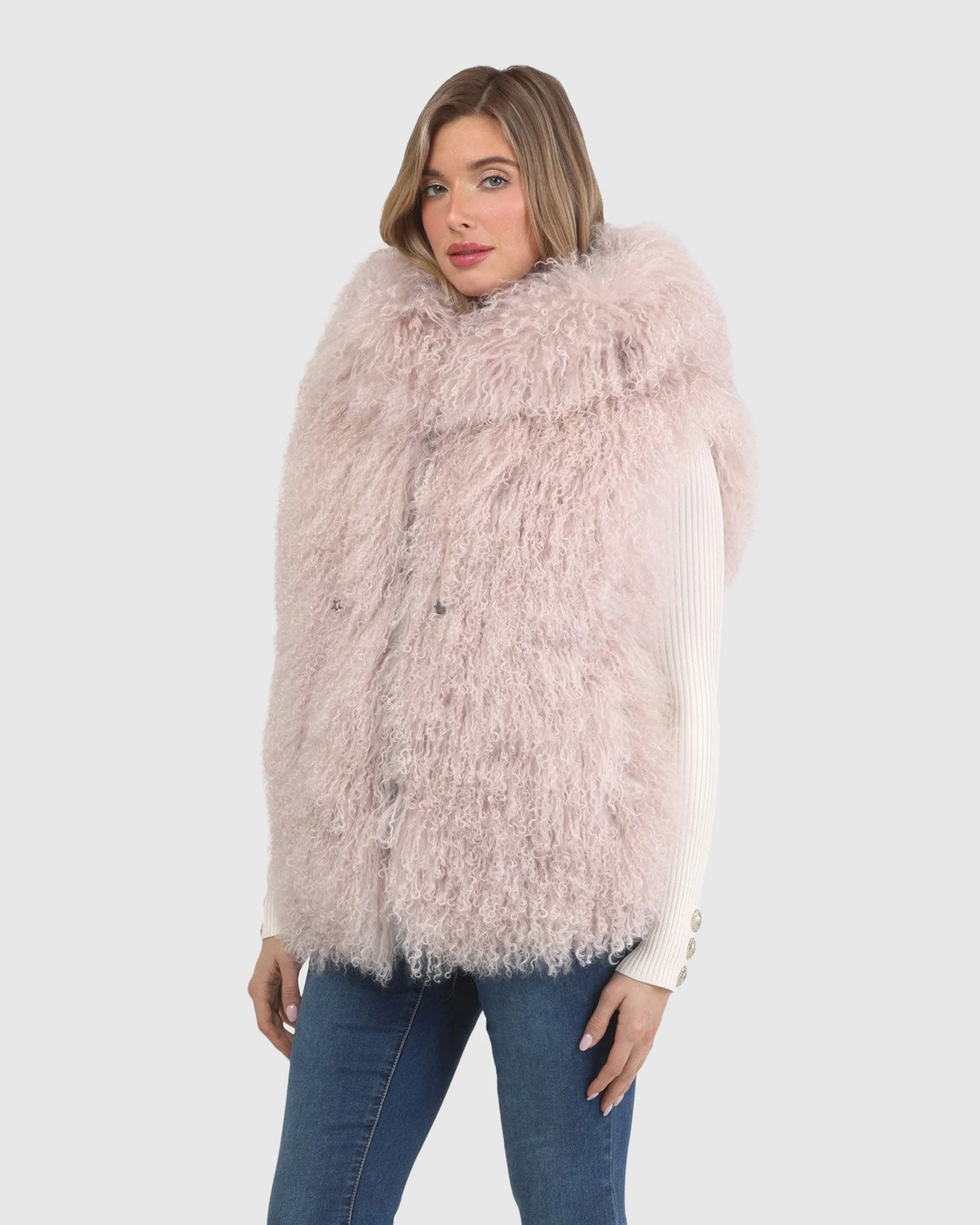 REVERSIBLE SELECT MONGOLIAN SHEARLING LAMB VEST WITH LORO PIANA WOOL AND CASHMERE BLEND BACK - Image 9