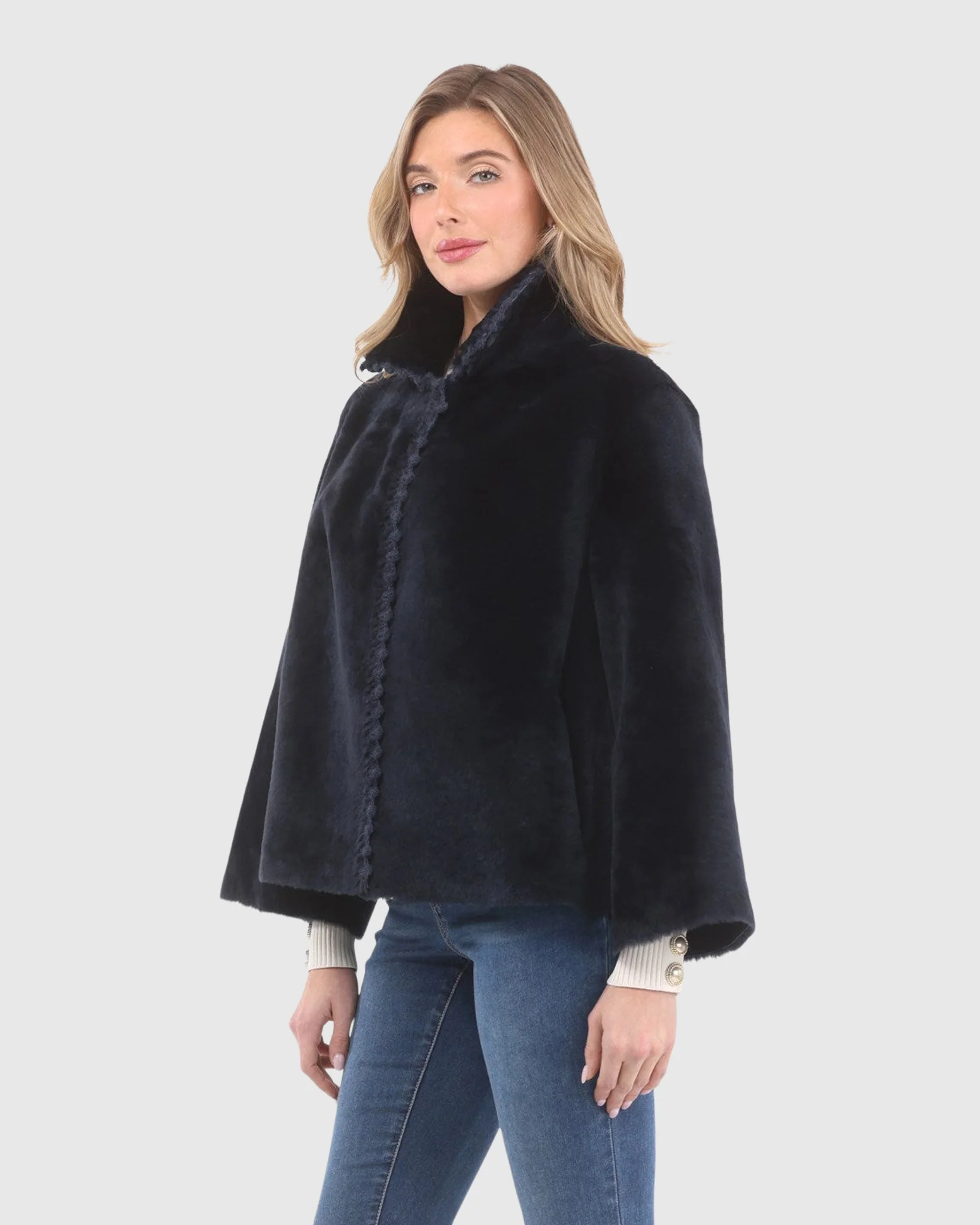 Reversible Select Shearling Jacket With Embroiderd Trim - Image 10