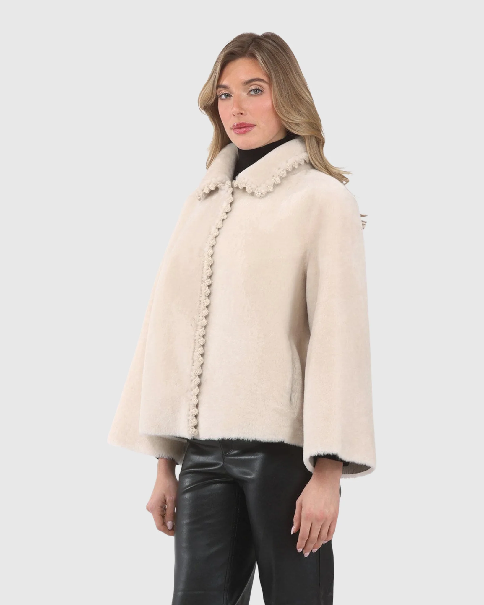 Reversible Select Shearling Jacket With Embroiderd Trim - Image 3