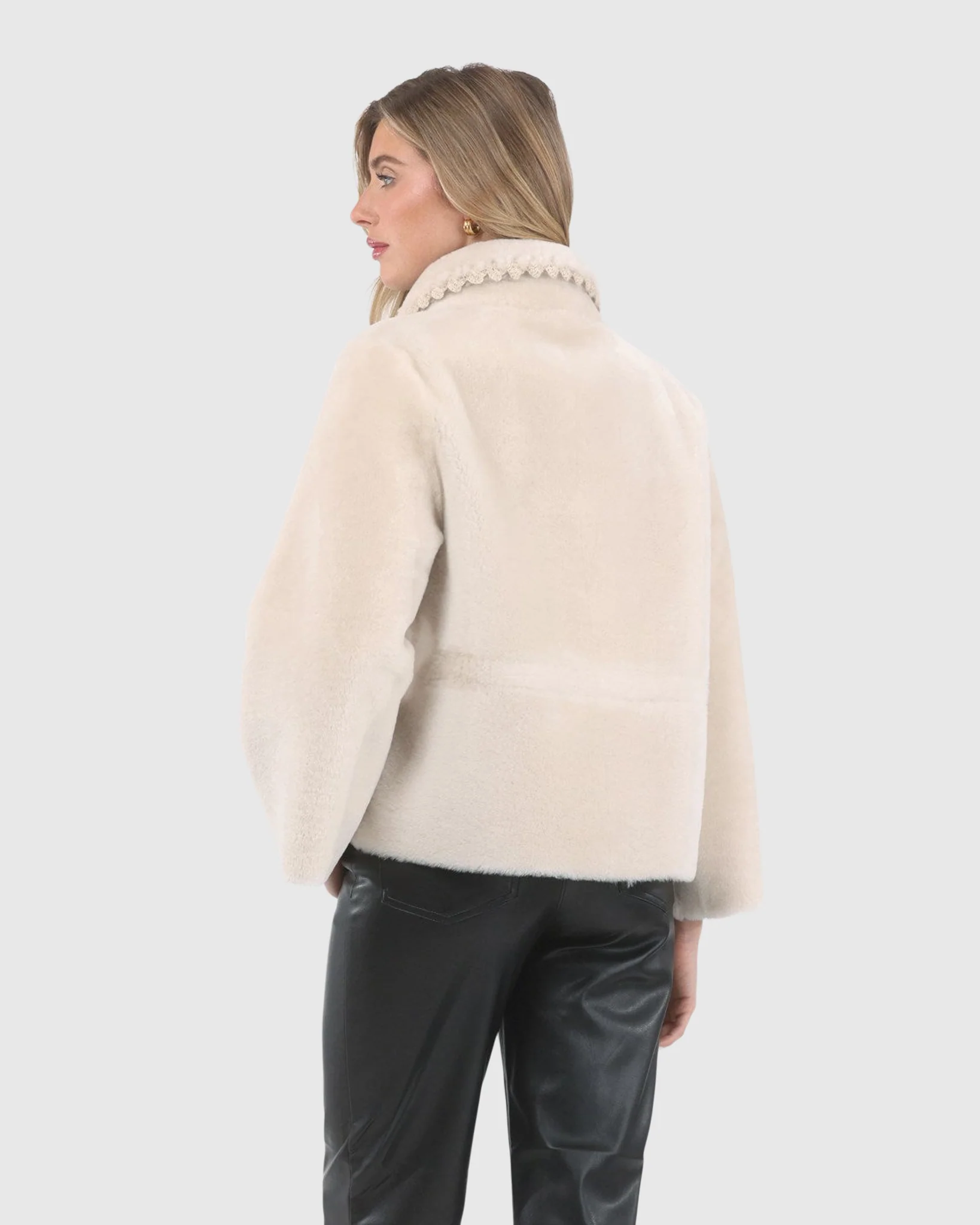 Reversible Select Shearling Jacket With Embroiderd Trim - Image 4