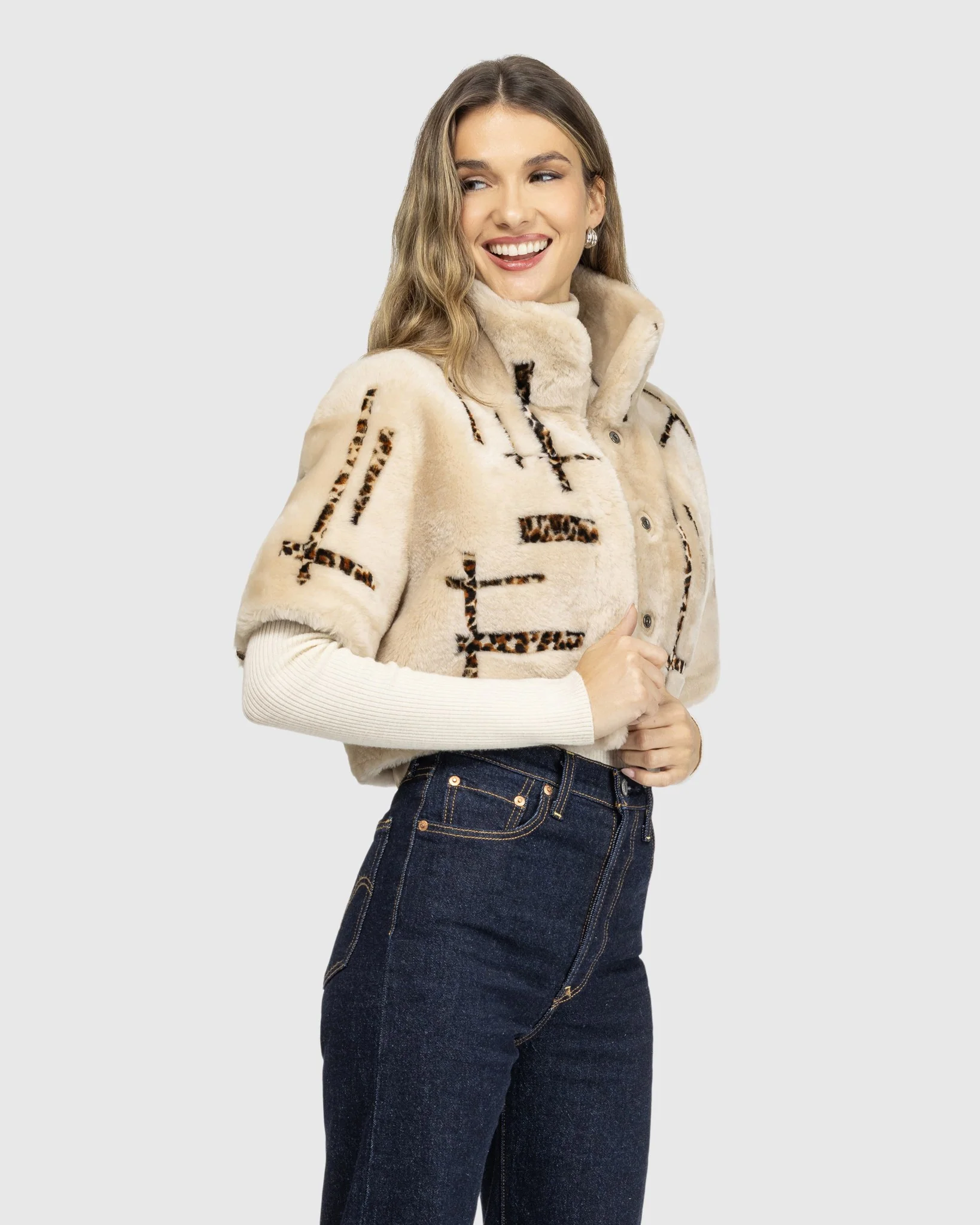 Reversible Select Shearling Lamb Bolero With Cropped Sleeves - Image 4