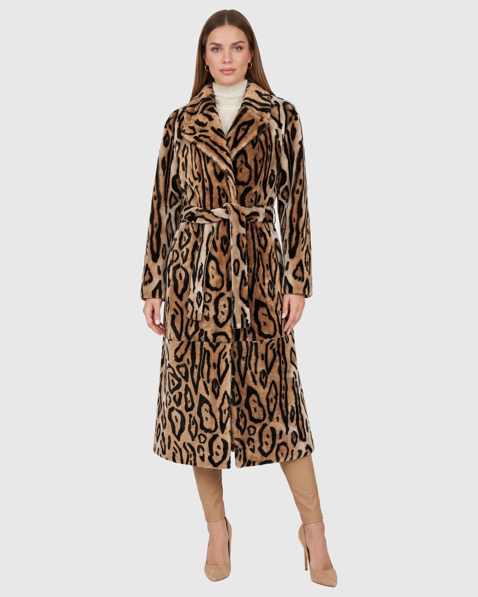 Reversible Select Shearling Lamb Coat, Belt - Image 2