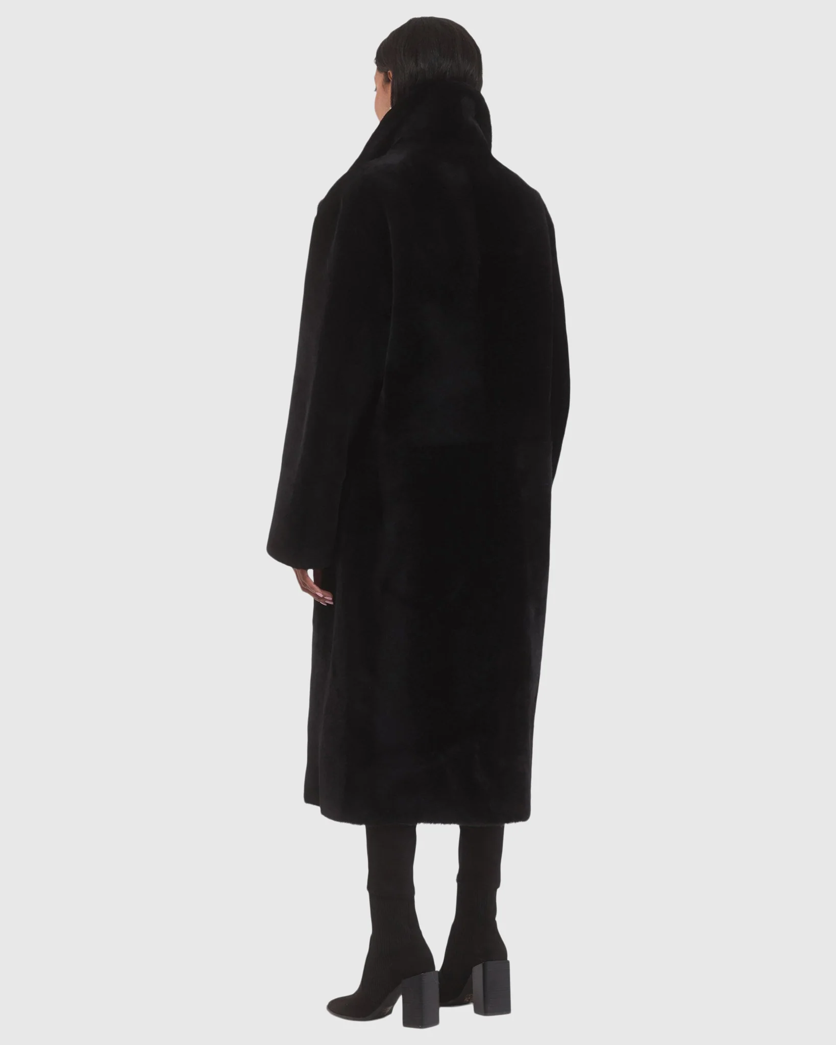 Reversible Select Shearling Lamb Coat With Notch Collar, Belt - Image 3
