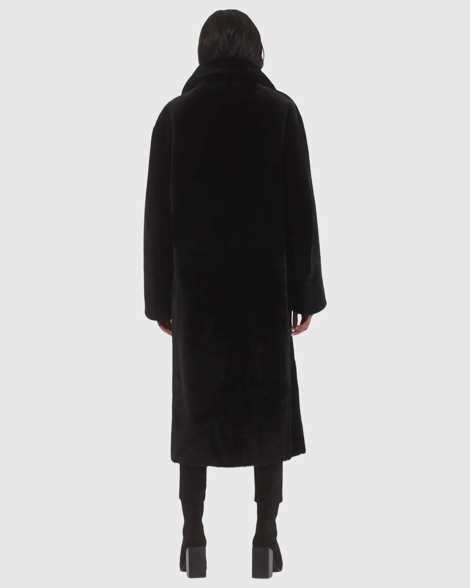 Reversible Select Shearling Lamb Coat With Notch Collar, Belt - Image 4