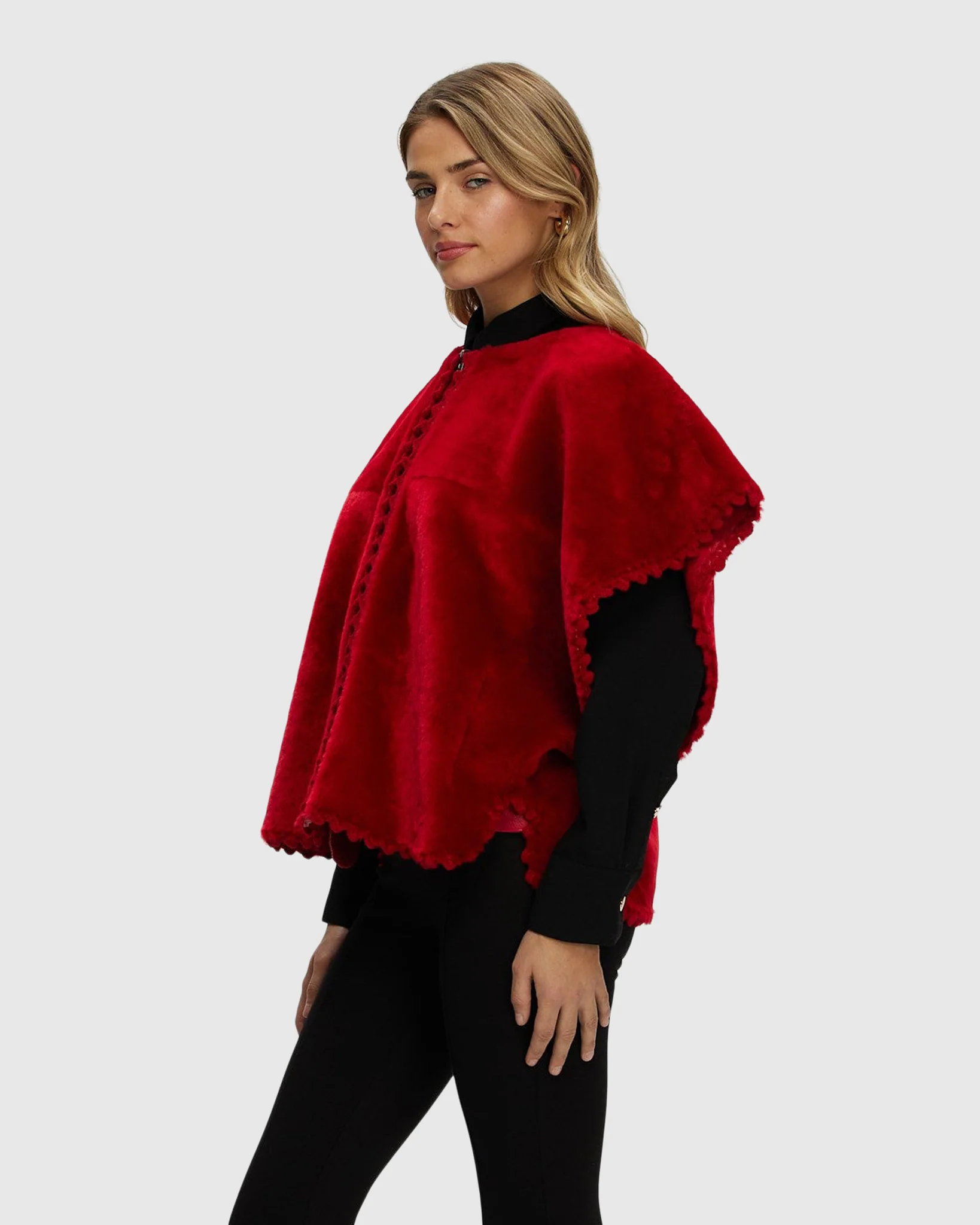 Reversible Select Shearling Lamb Collarless Jacket With Embroidered Trim - Image 13