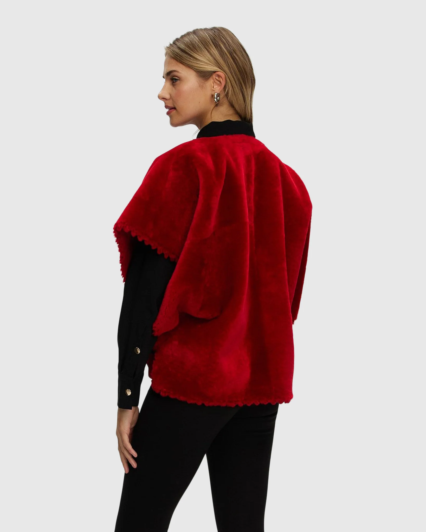 Reversible Select Shearling Lamb Collarless Jacket With Embroidered Trim - Image 14