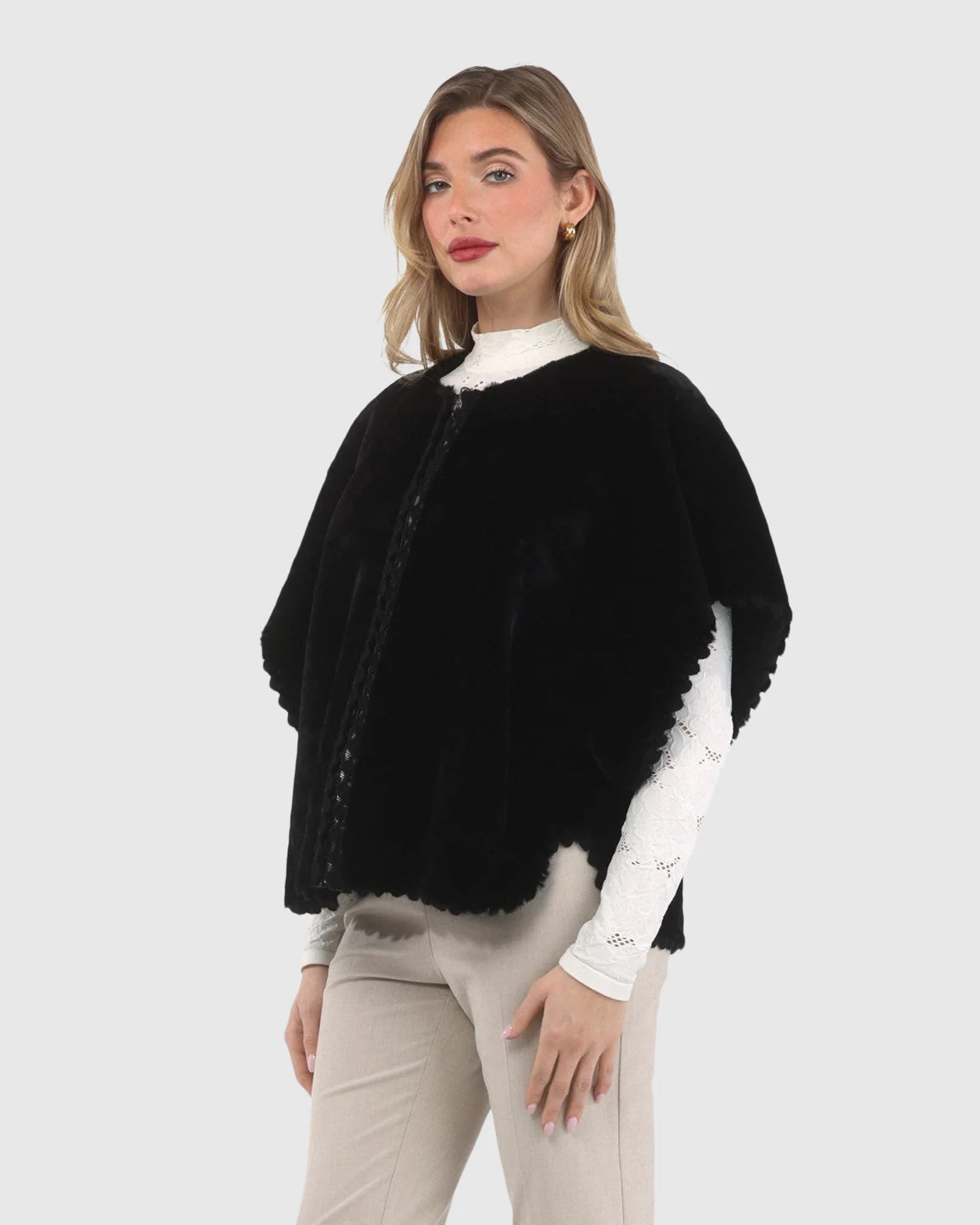 Reversible Select Shearling Lamb Collarless Jacket With Embroidered Trim - Image 18