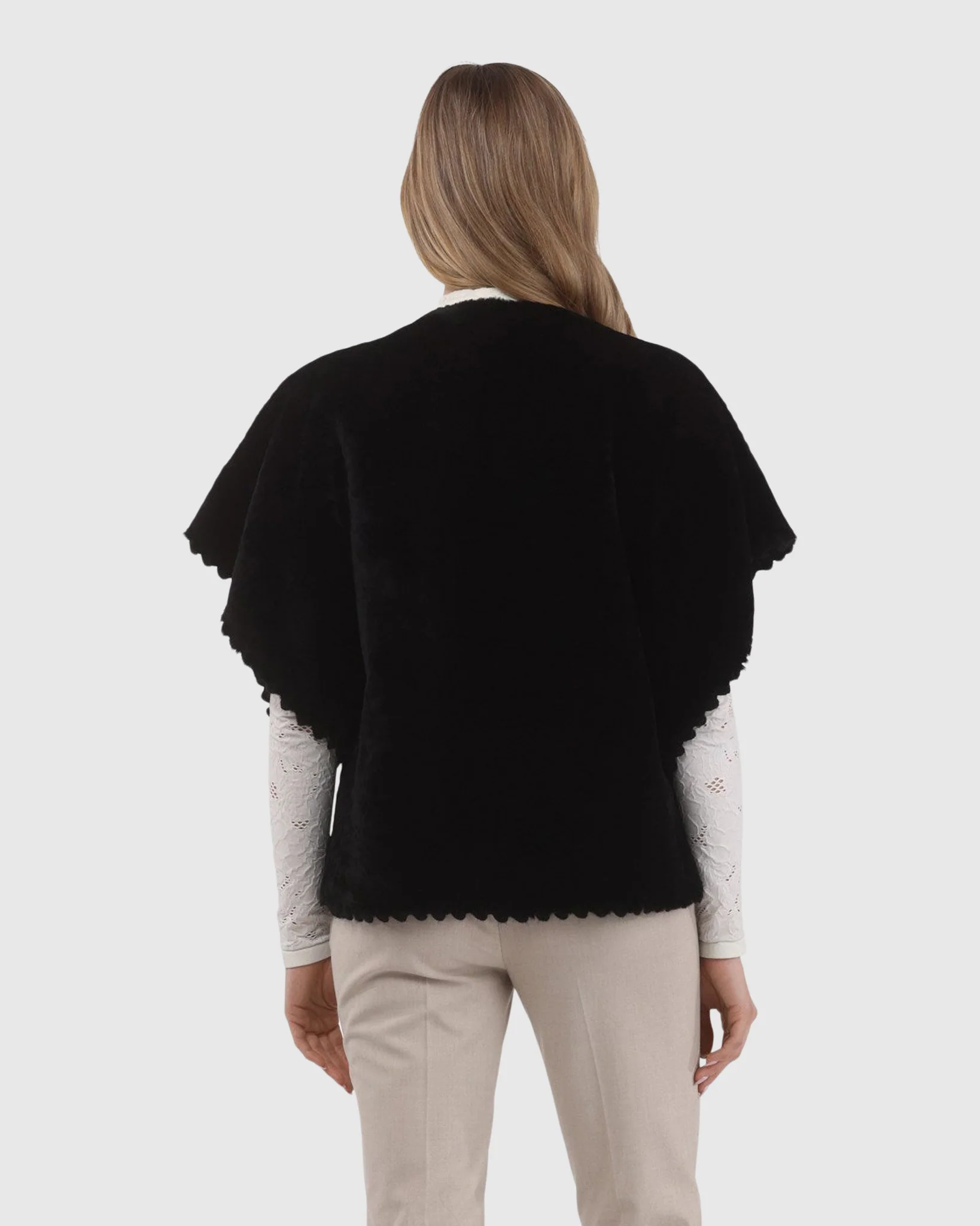 Reversible Select Shearling Lamb Collarless Jacket With Embroidered Trim - Image 20