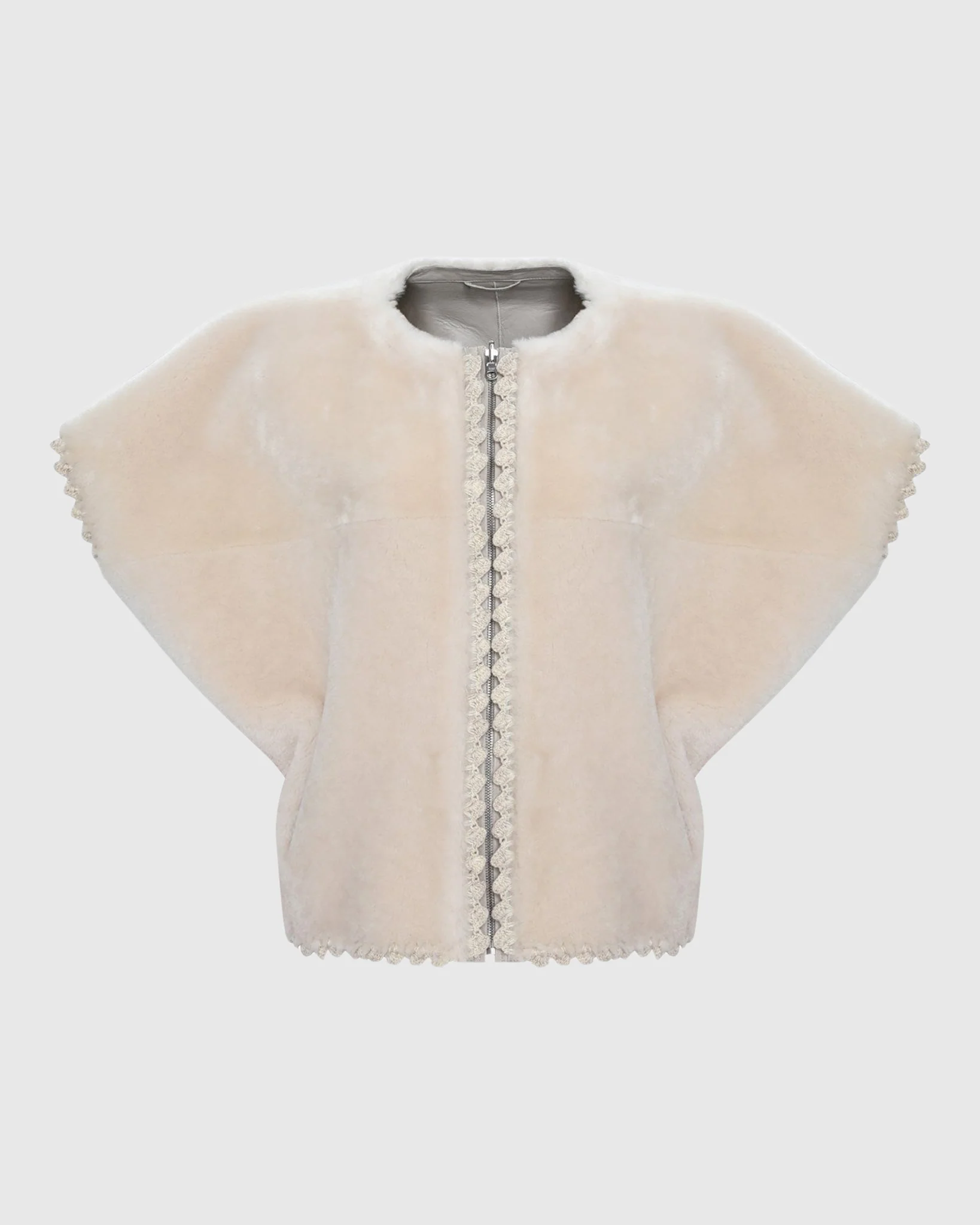 Reversible Select Shearling Lamb Collarless Jacket With Embroidered Trim - Image 23