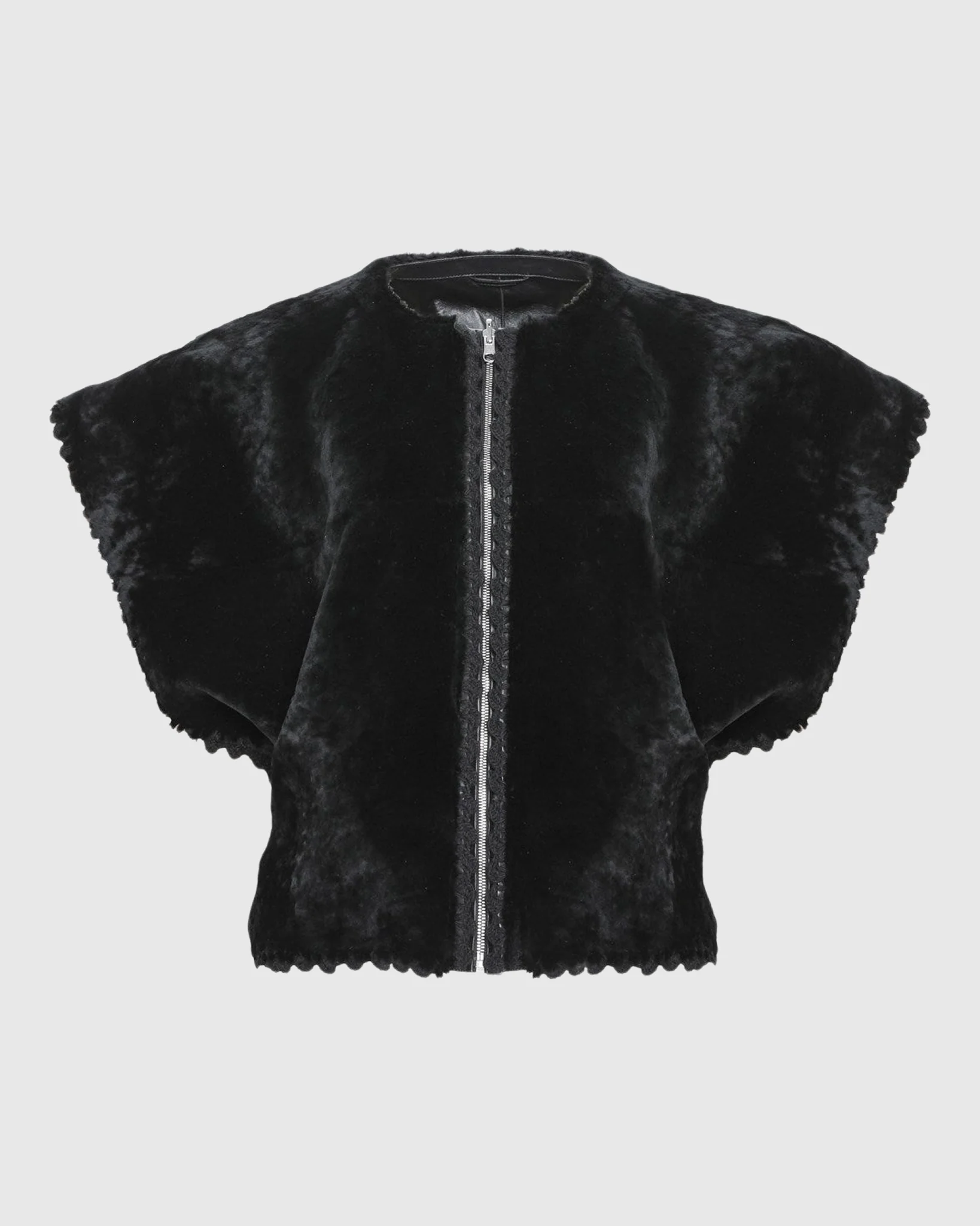 Reversible Select Shearling Lamb Collarless Jacket With Embroidered Trim - Image 25