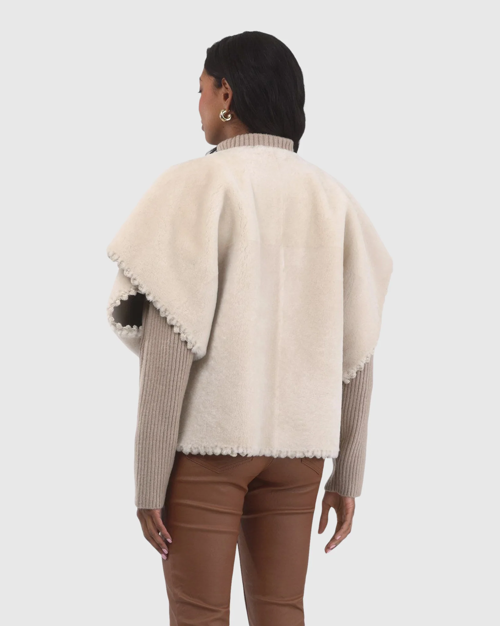 Reversible Select Shearling Lamb Collarless Jacket With Embroidered Trim - Image 4