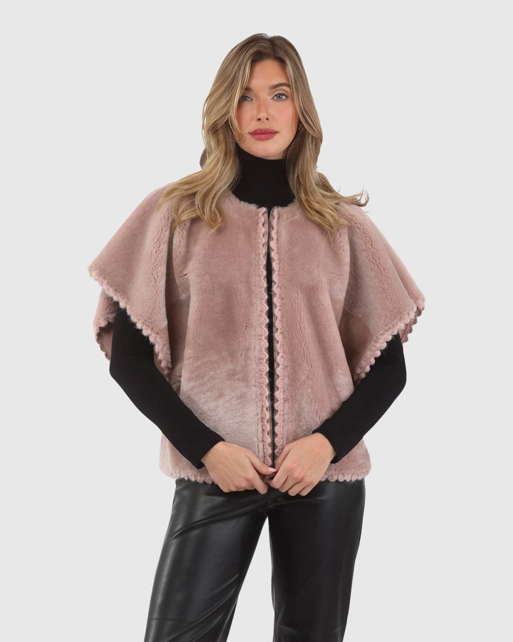Reversible Select Shearling Lamb Collarless Jacket With Embroidered Trim - Image 7