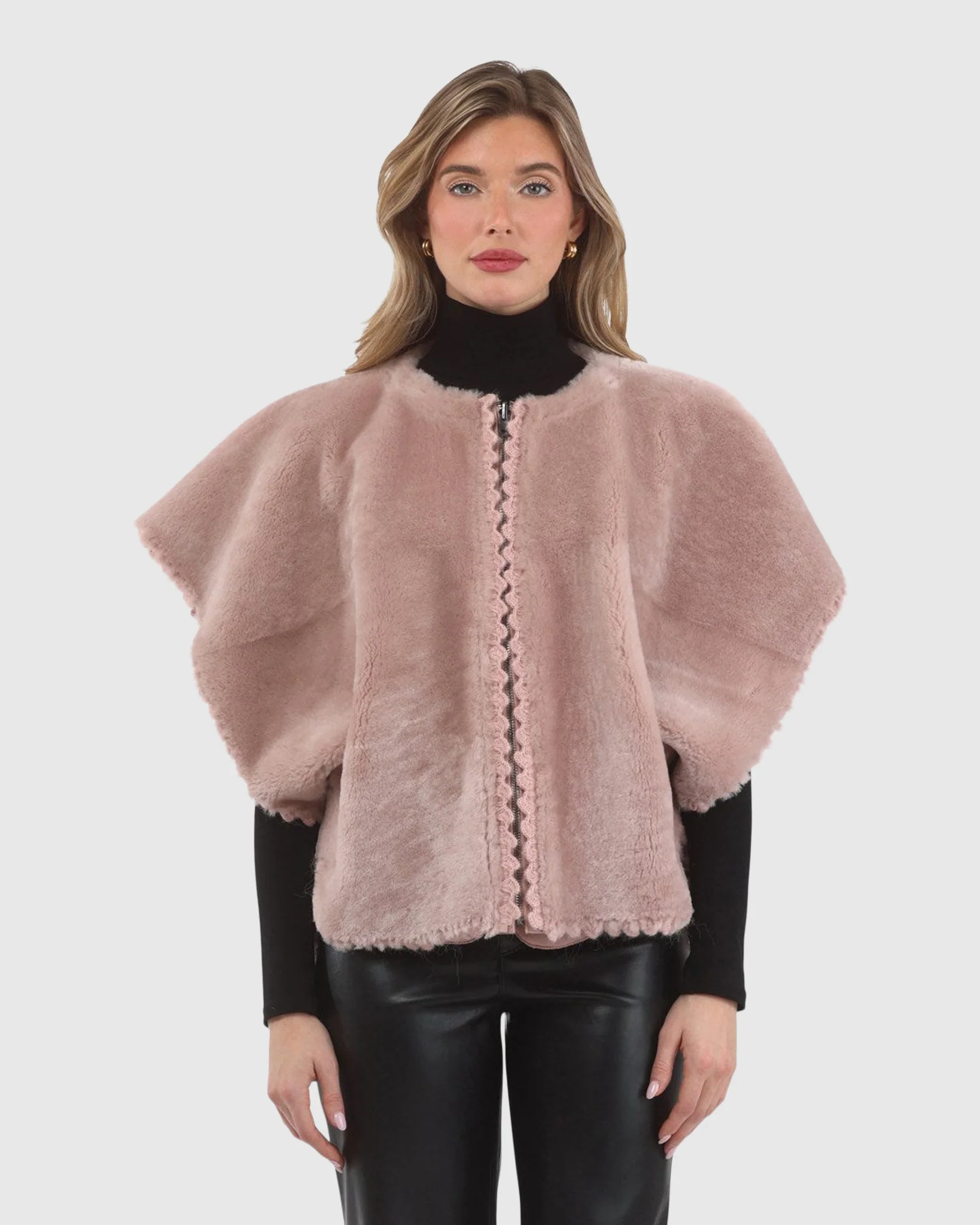 Reversible Select Shearling Lamb Collarless Jacket With Embroidered Trim - Image 8