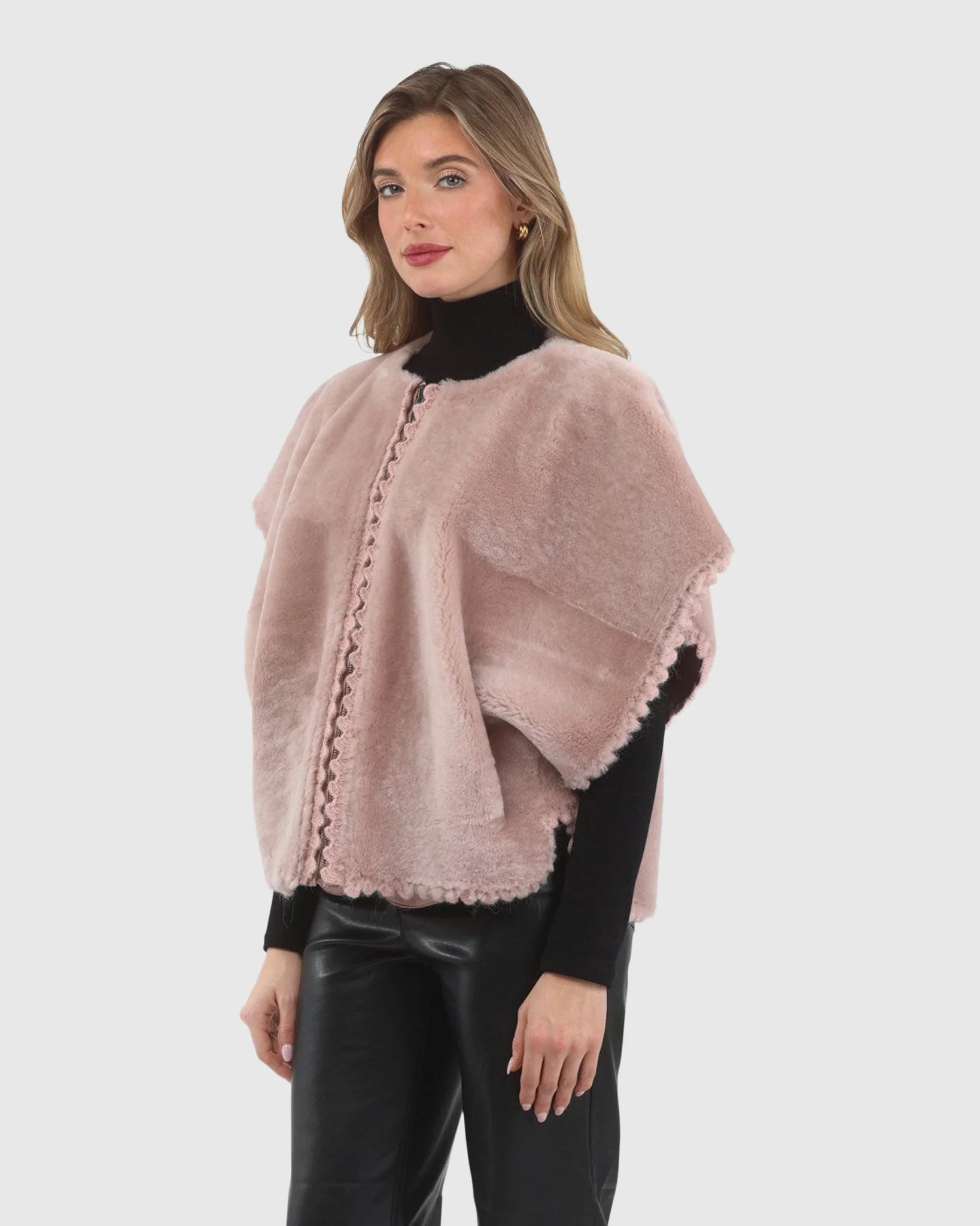 Reversible Select Shearling Lamb Collarless Jacket With Embroidered Trim - Image 9