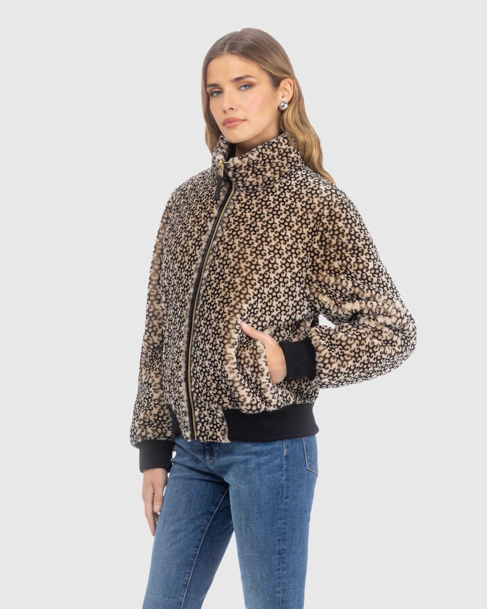 Reversible Select Shearling Lamb Insignia Bomber Jacket