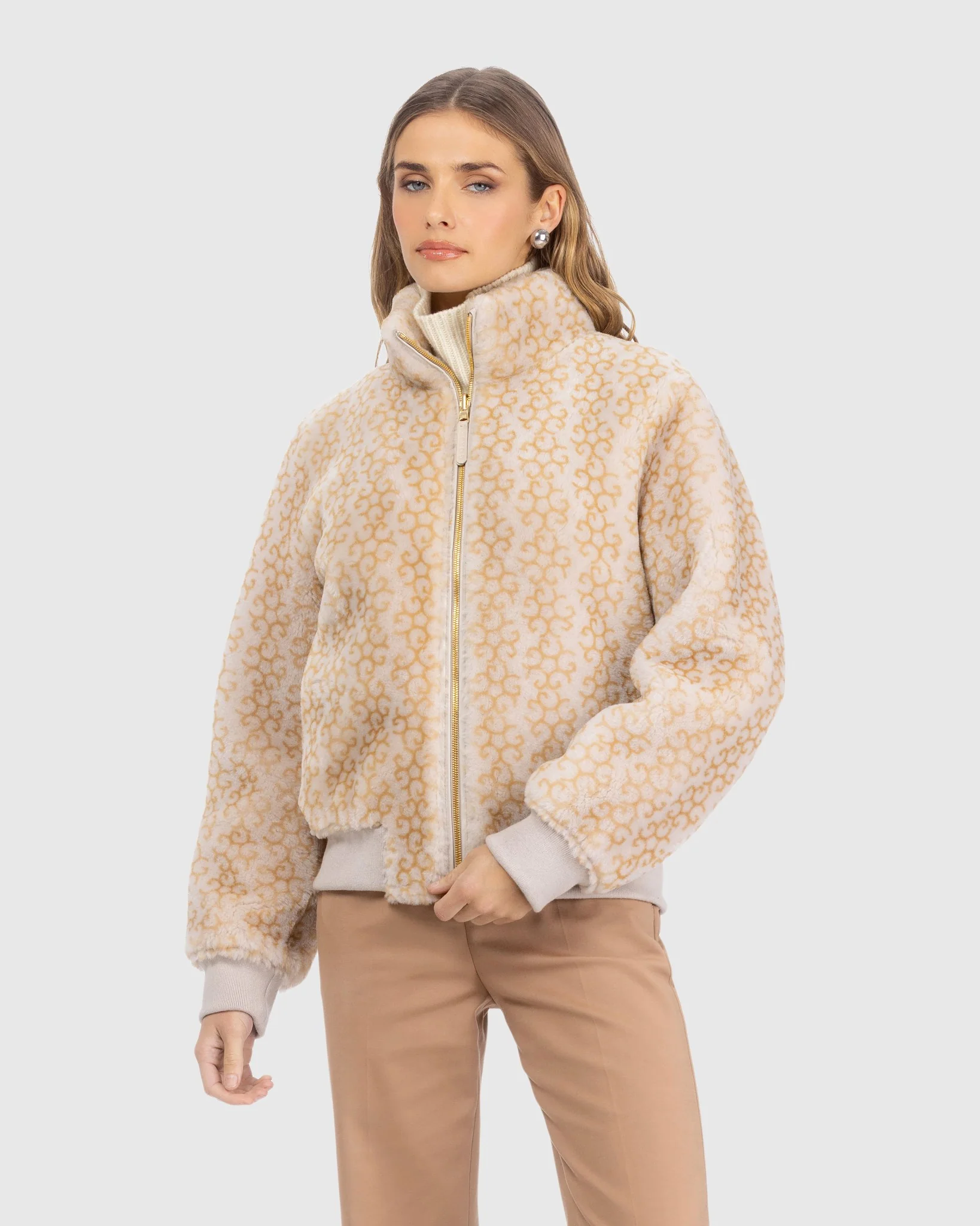 Reversible Select Shearling Lamb Insignia Bomber Jacket - Image 10