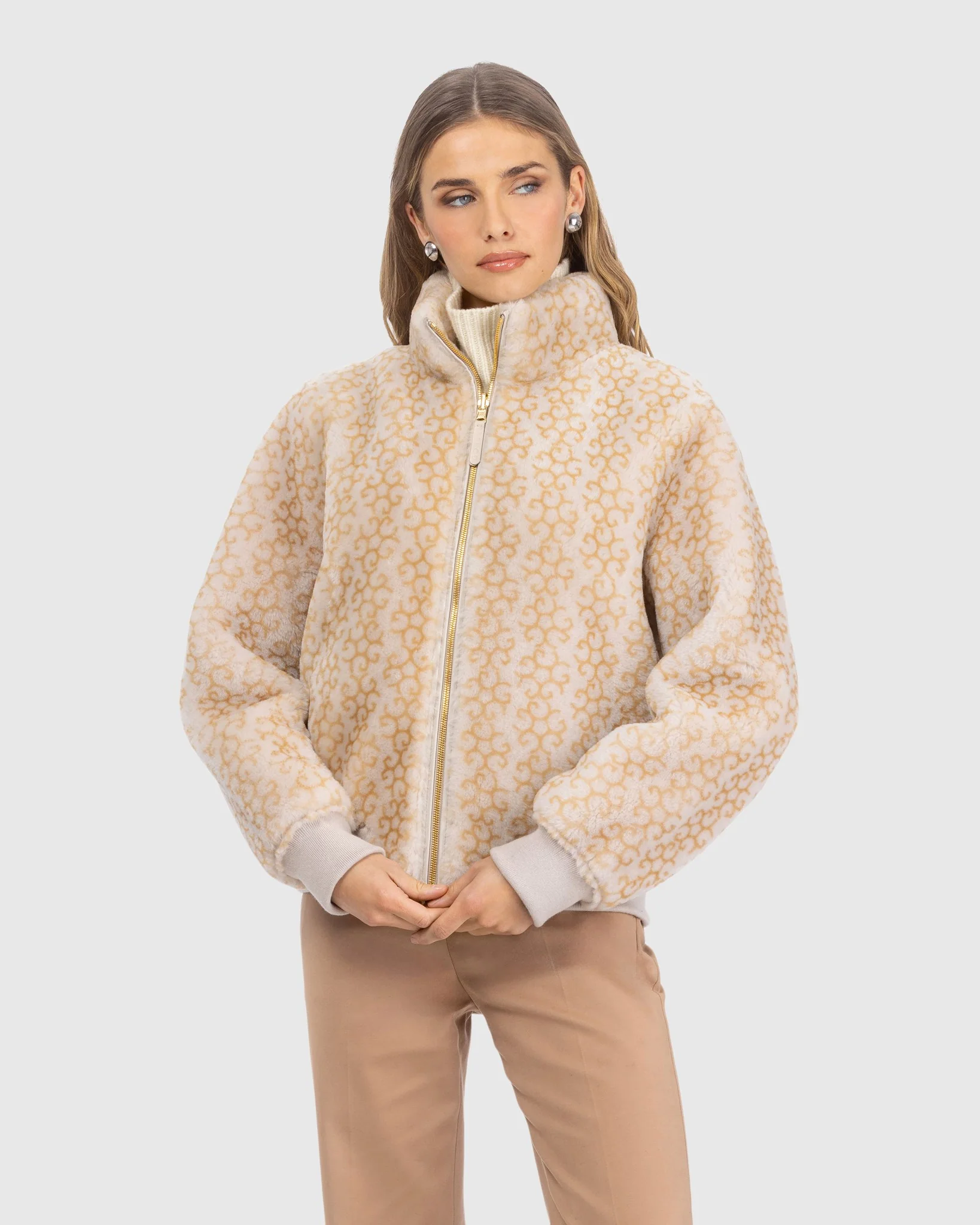 Reversible Select Shearling Lamb Insignia Bomber Jacket - Image 11