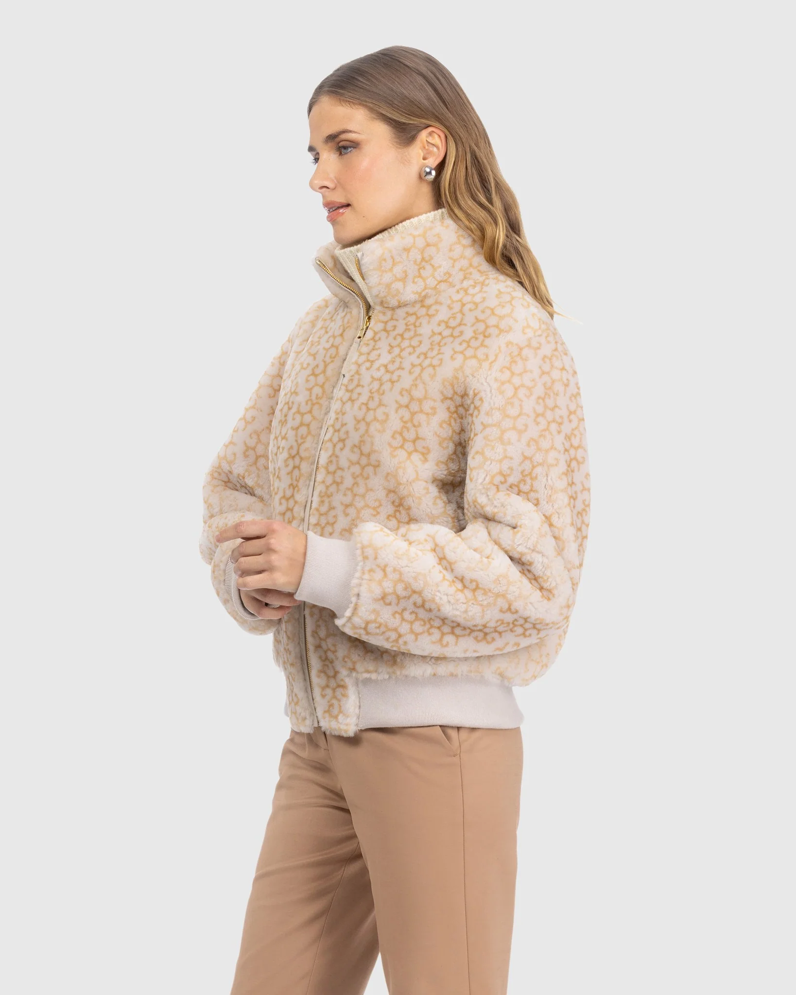 Reversible Select Shearling Lamb Insignia Bomber Jacket - Image 12