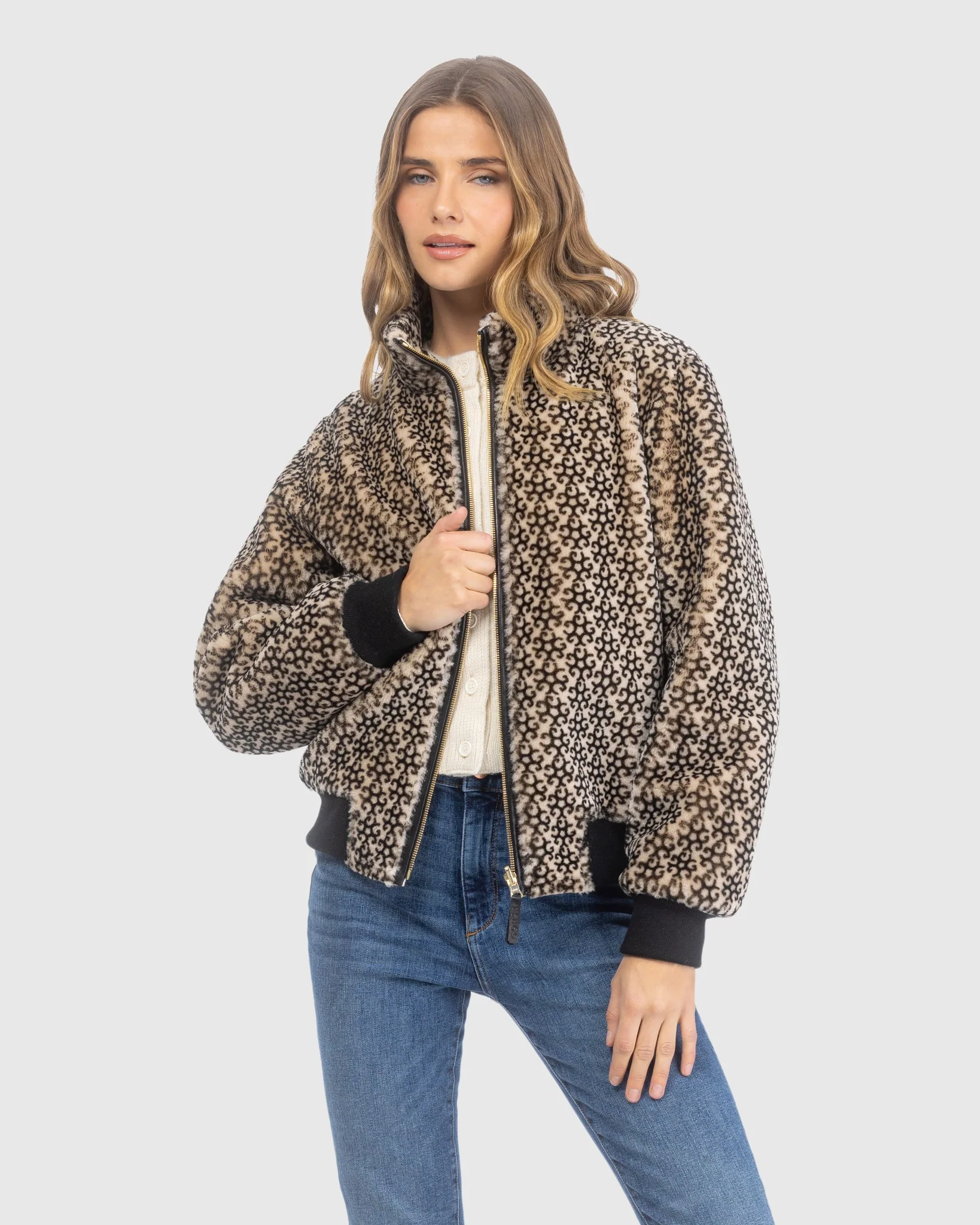 Reversible Select Shearling Lamb Insignia Bomber Jacket - Image 2