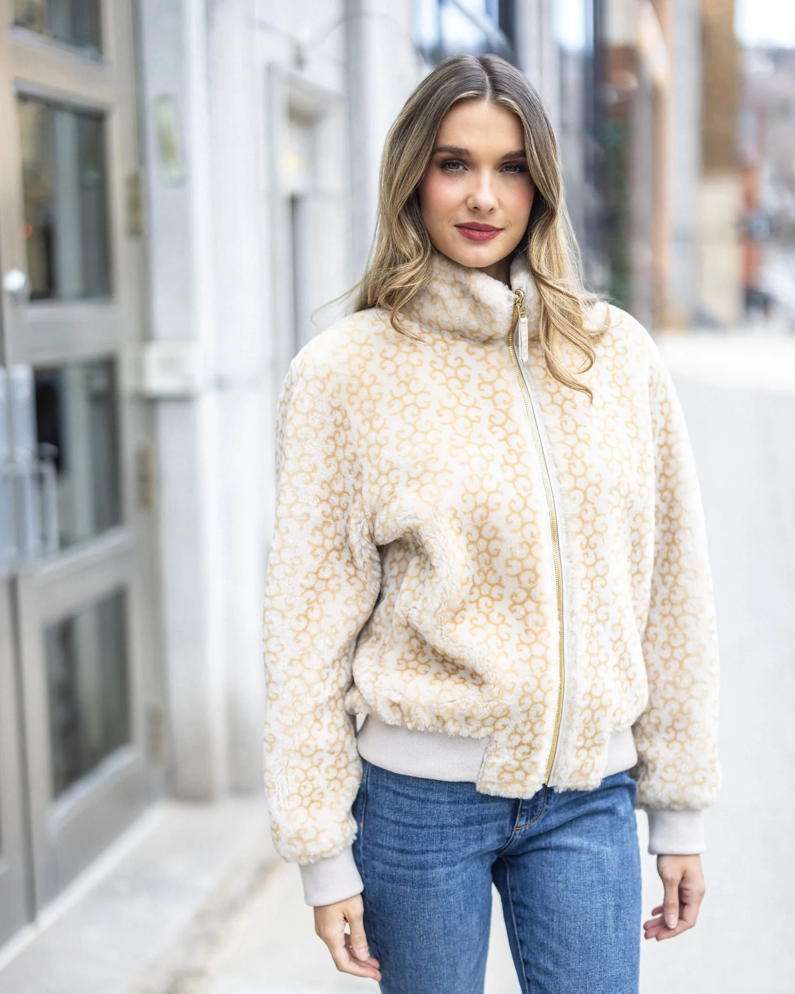 Reversible Select Shearling Lamb Insignia Bomber Jacket - Image 20