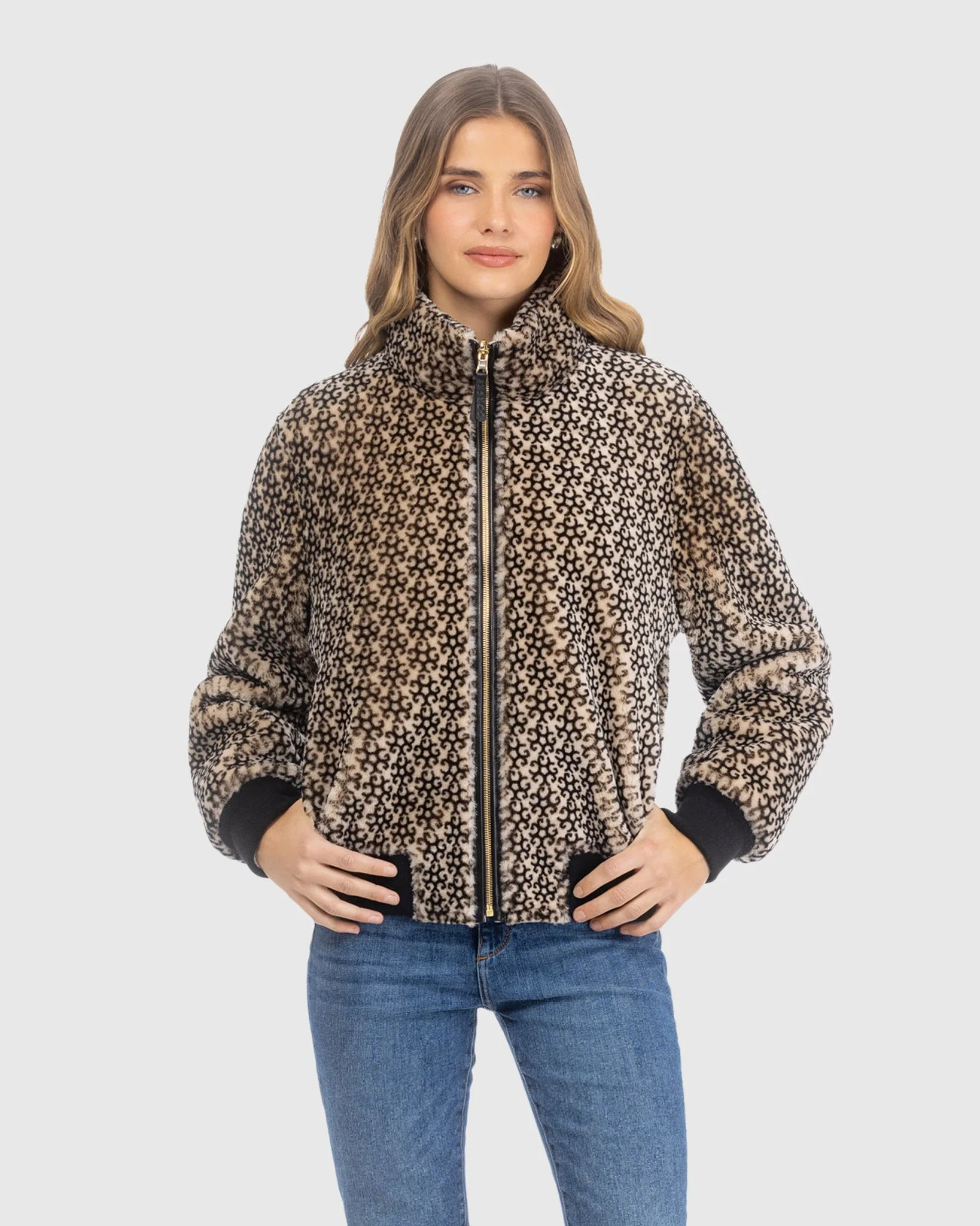 Reversible Select Shearling Lamb Insignia Bomber Jacket - Image 3