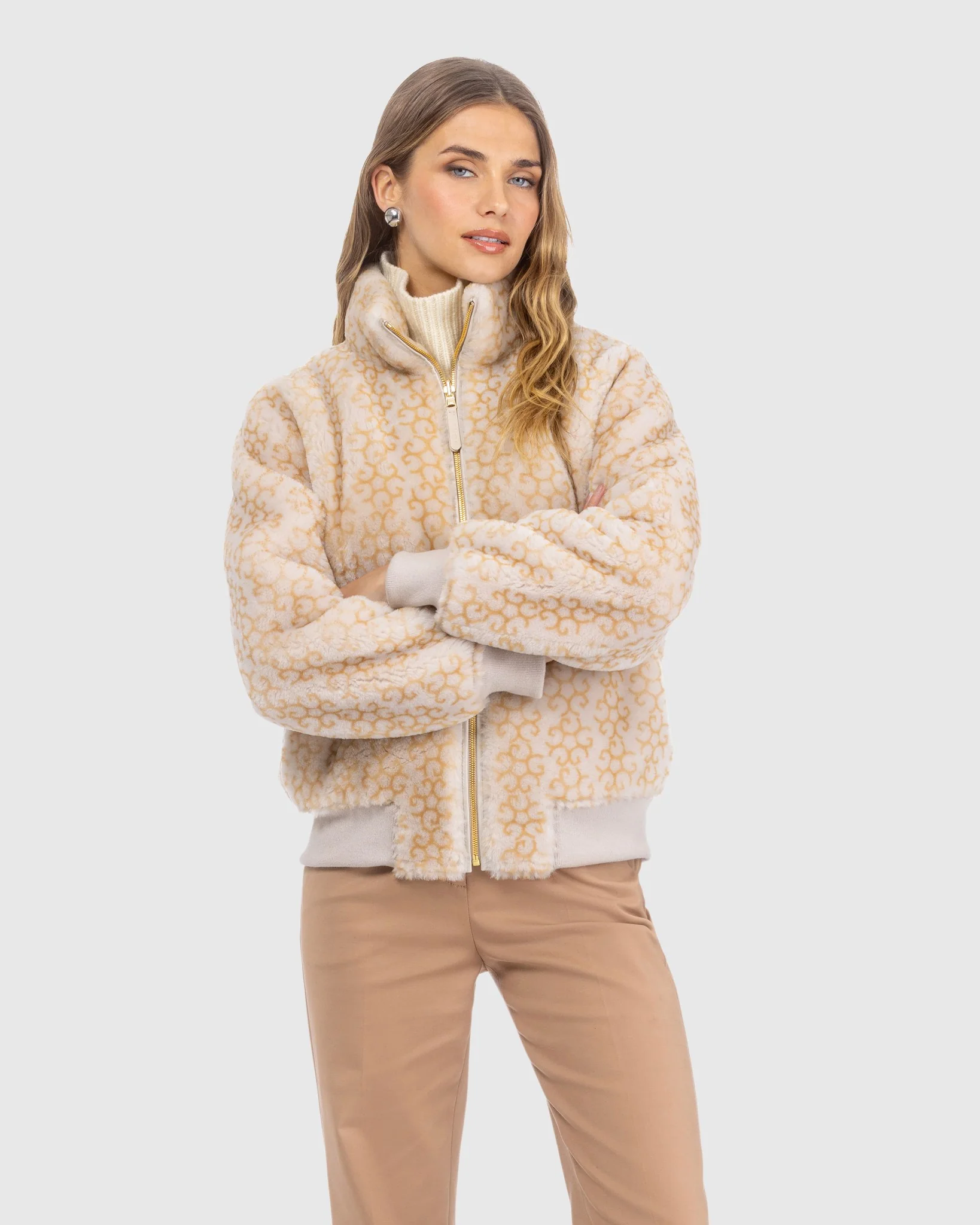 Reversible Select Shearling Lamb Insignia Bomber Jacket - Image 9