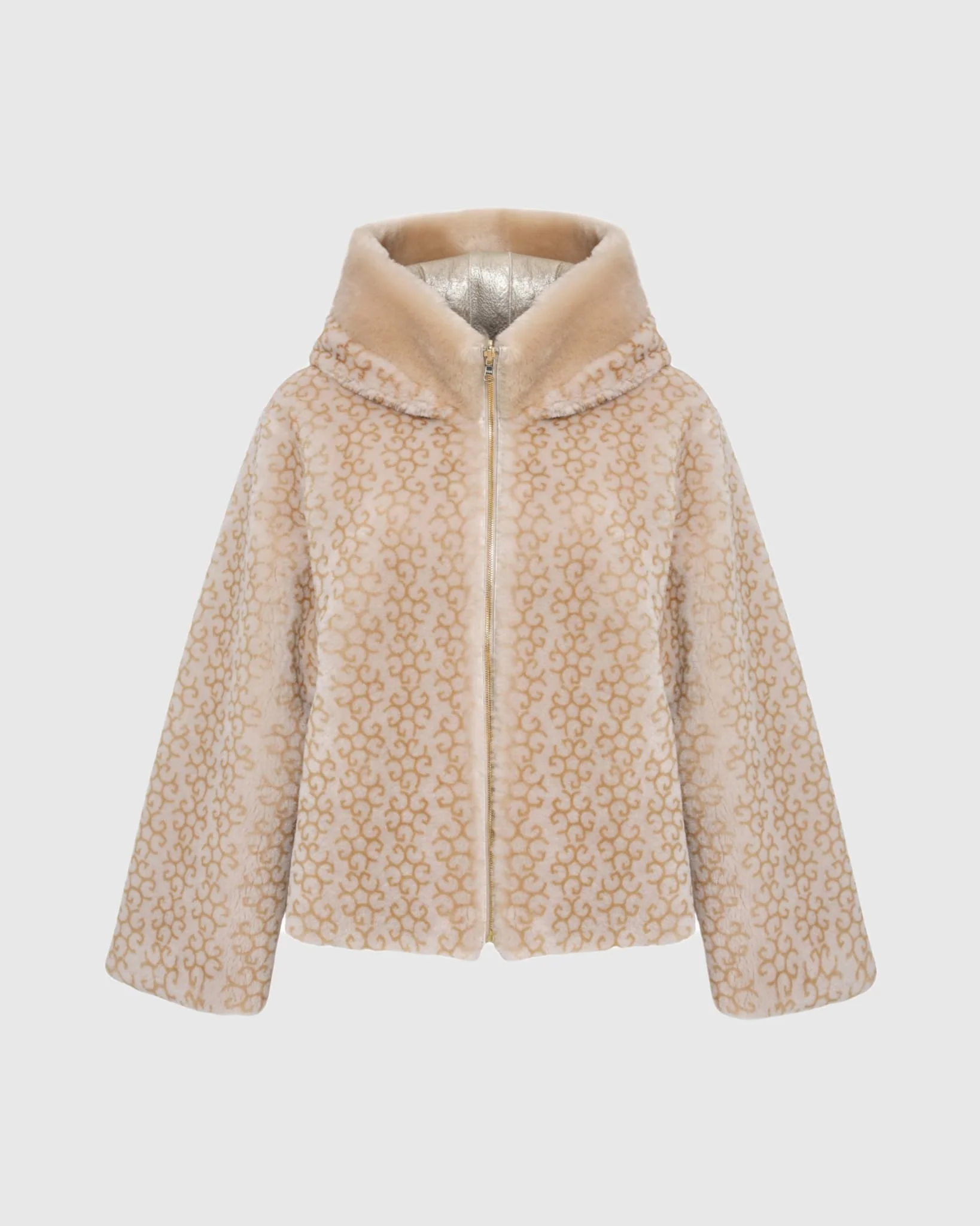 Reversible Select Shearling Lamb Insignia Jacket, Hood - Image 6